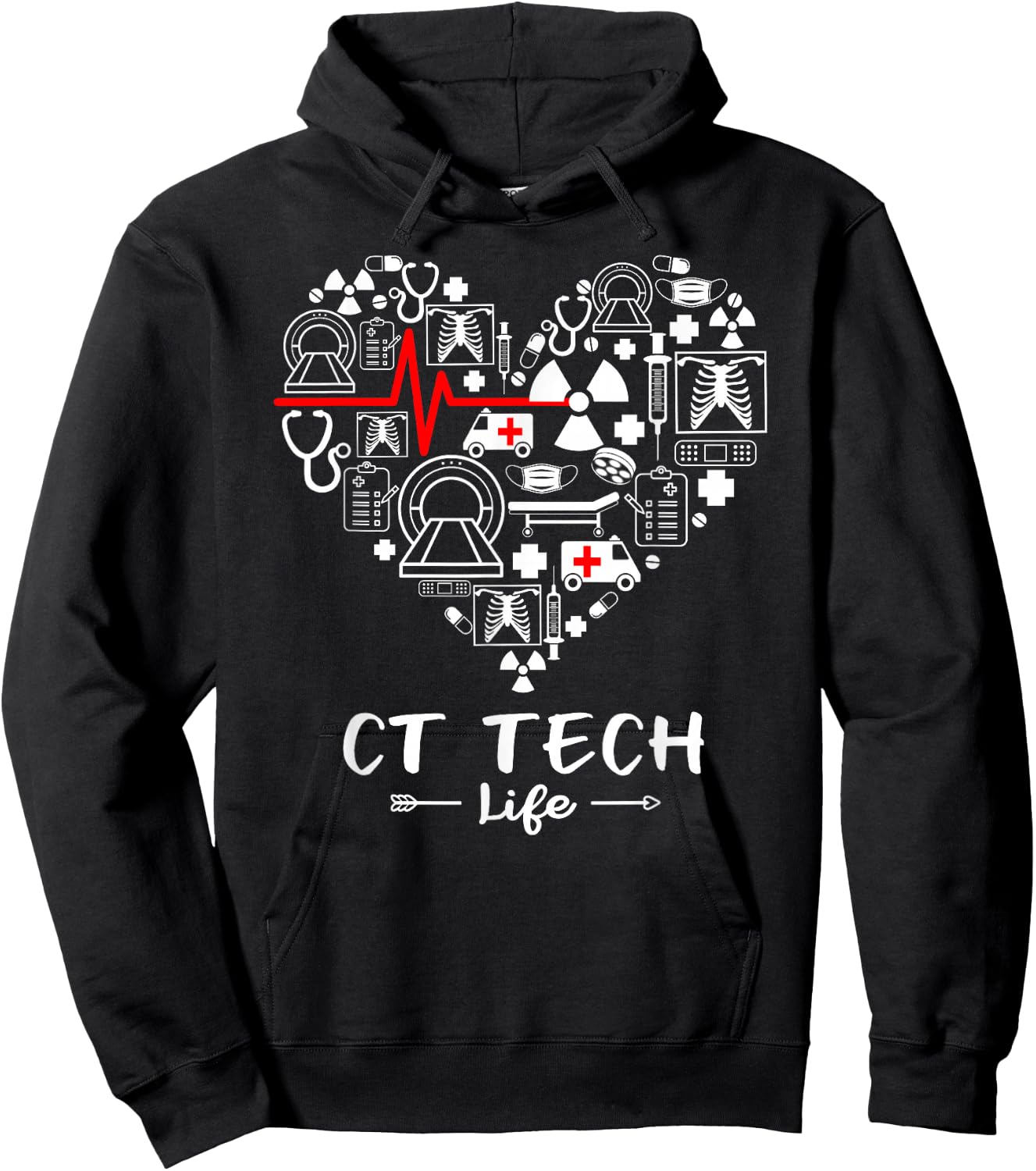 CT Tech Life Heart Funny Technologist Hoodie - Hoodie | Black