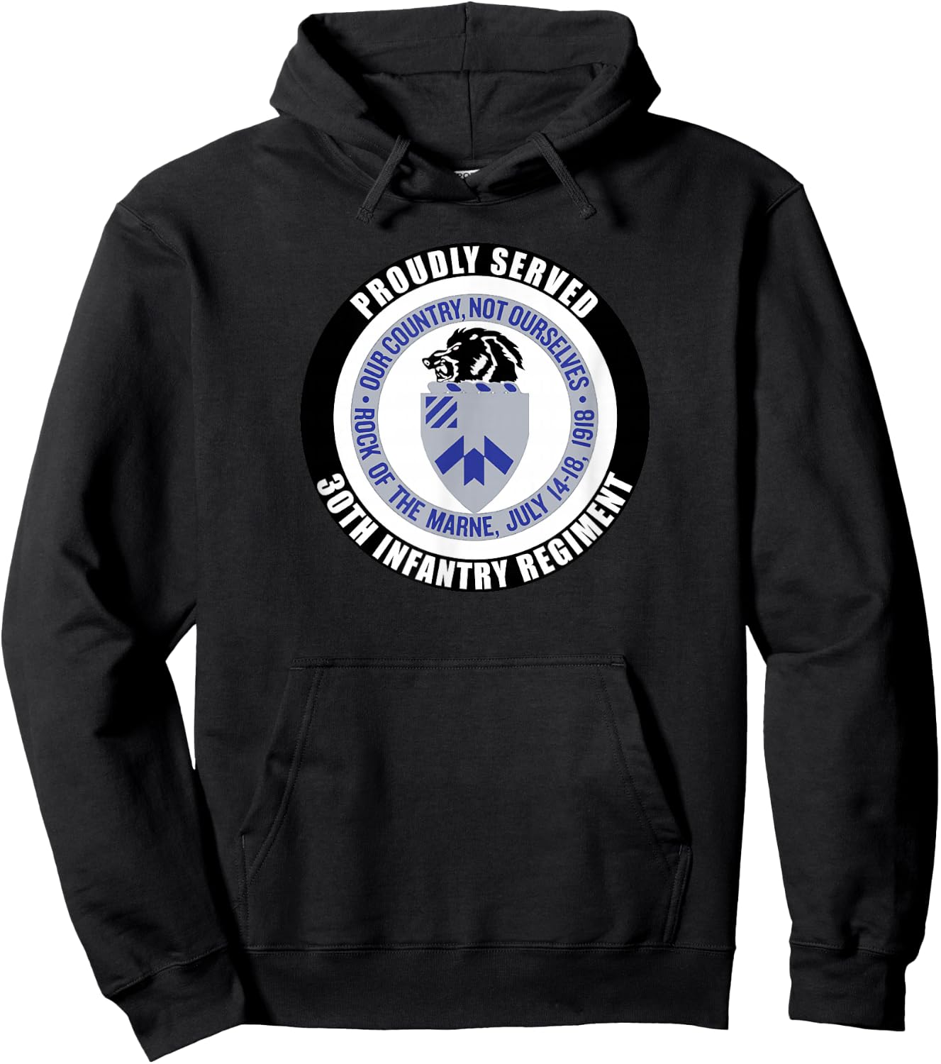 Proudly Served 30th Infantry Regiment Army Veteran Military Hoodie - Hoodie | Black