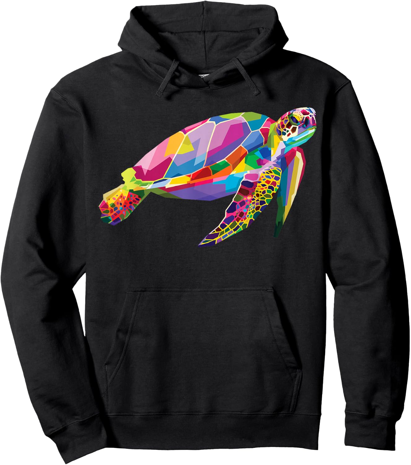 Rainbow Sea Turtle Vibrant Underwater Life Colorful Turtle Hoodie - Hoodie | Black