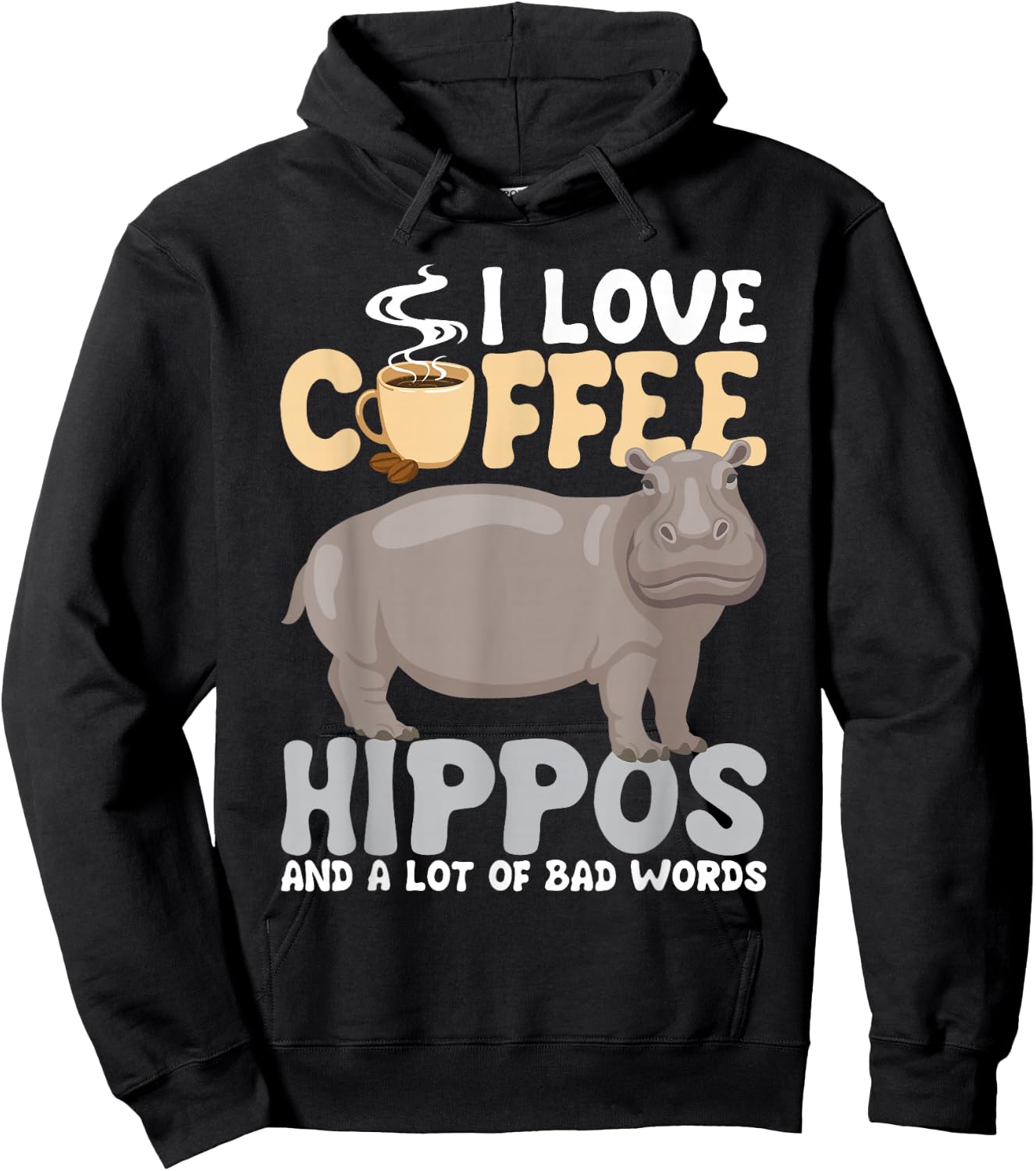 I Love Coffee - Hippopotamus Zoo Animal Hippo Lover Wildlife Hoodie - Hoodie | Black