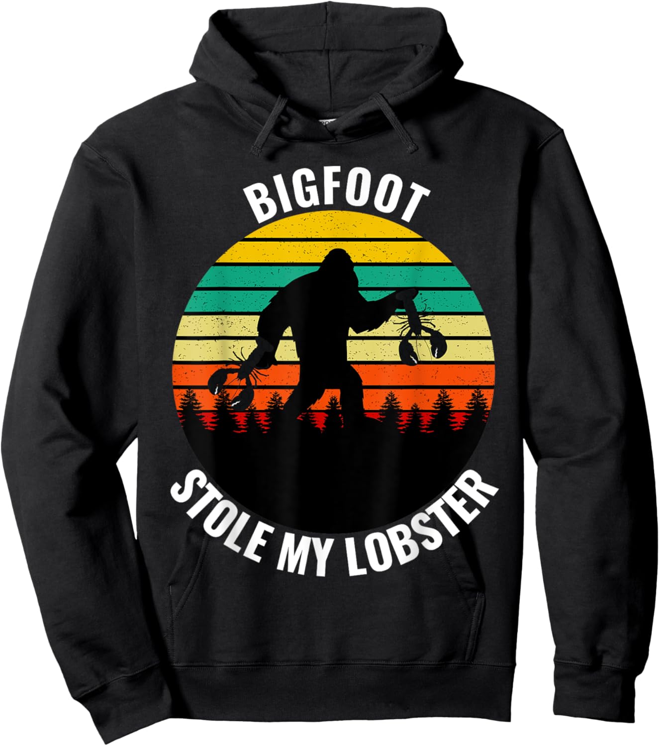 Funny Maine State Bigfoot Stole My Lobster Sc-Fi Sasquatch Hoodie - Hoodie | Black