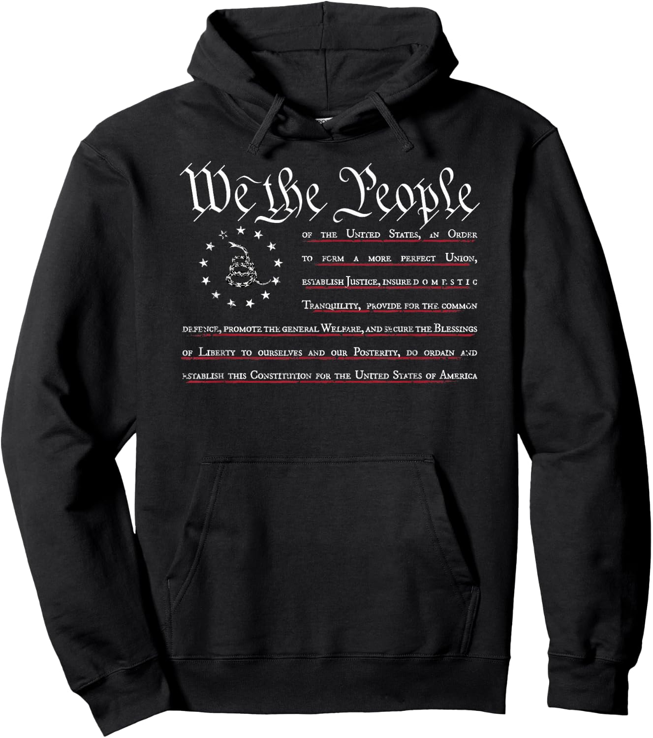 We The People Gadsden USA Flag, Preamble of The Constitution Hoodie - Hoodie | Black
