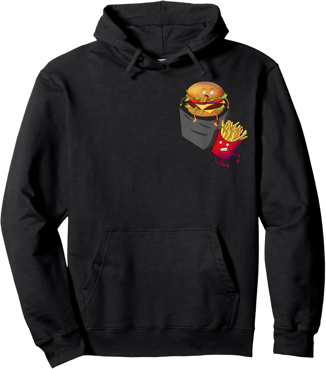 Fast Food in Pocket - Fries Burger Pommes Frites Potato Hoodie - Hoodie | Black