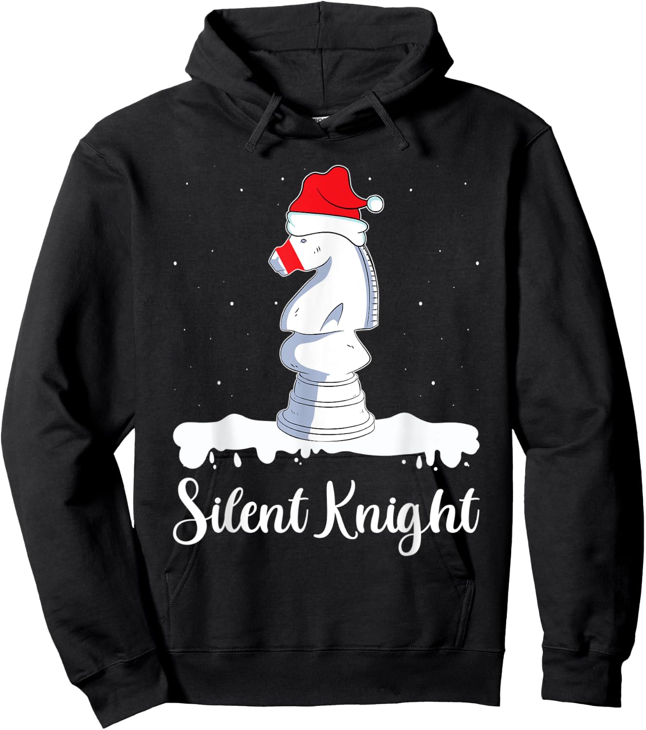 Silent Knight Chess Pun Xmas Knight Figure Christmas Chess Hoodie - Hoodie | Black
