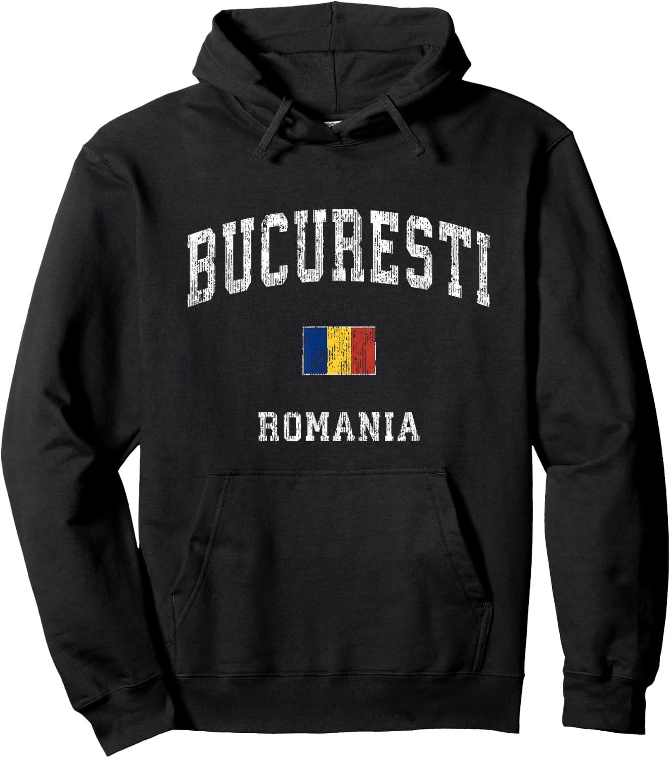 Bucharest Romania Vintage Athletic Sports Design Hoodie - Hoodie | Black
