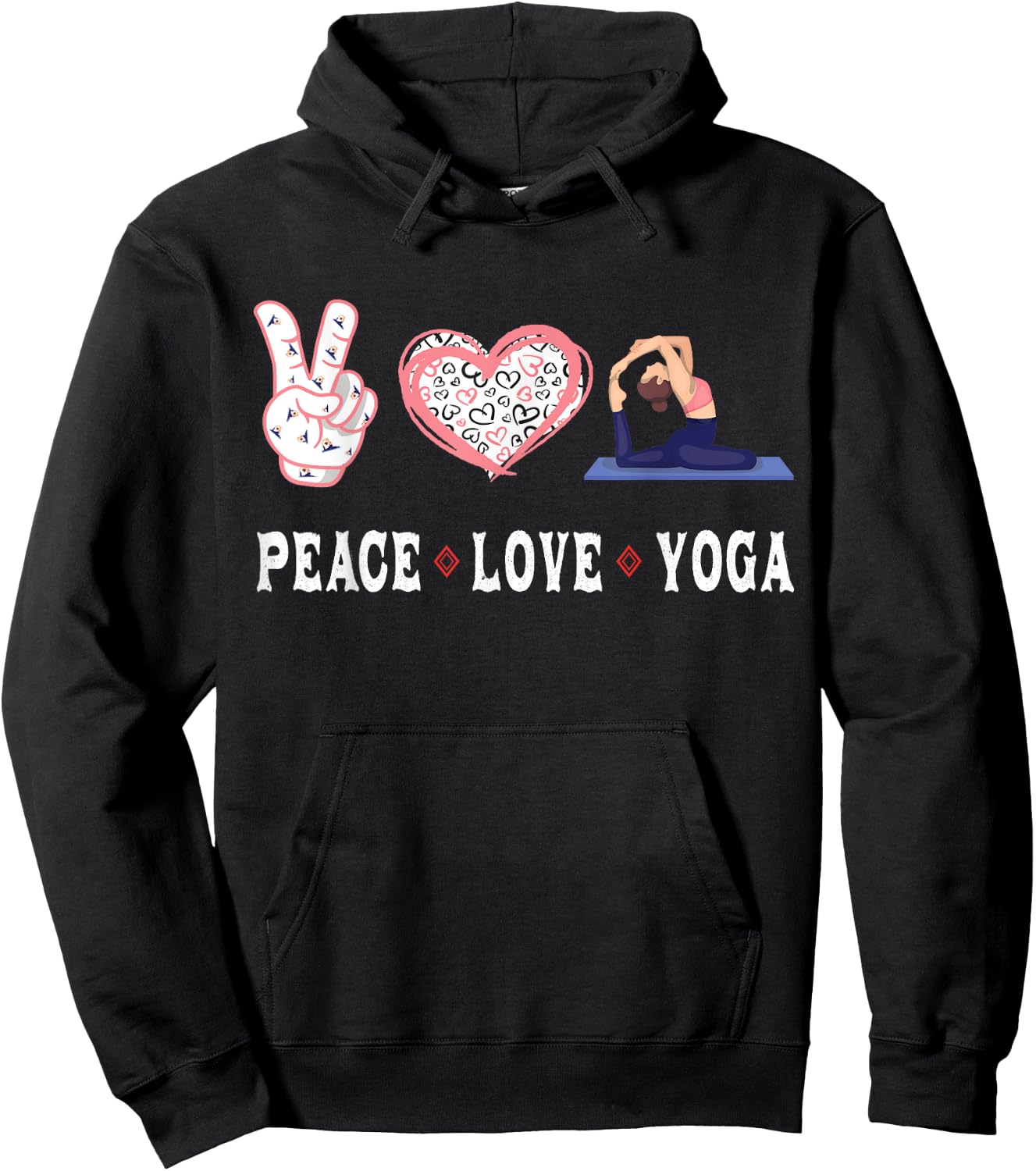 Yoga lovers Player fans Peace love Yoga Hoodie - Hoodie | Black