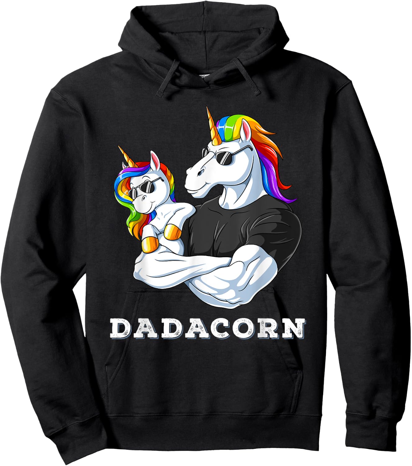 Dadacorn Unicorn Dad of the Birthday Girl Father's Day Gift Hoodie - Hoodie | Black