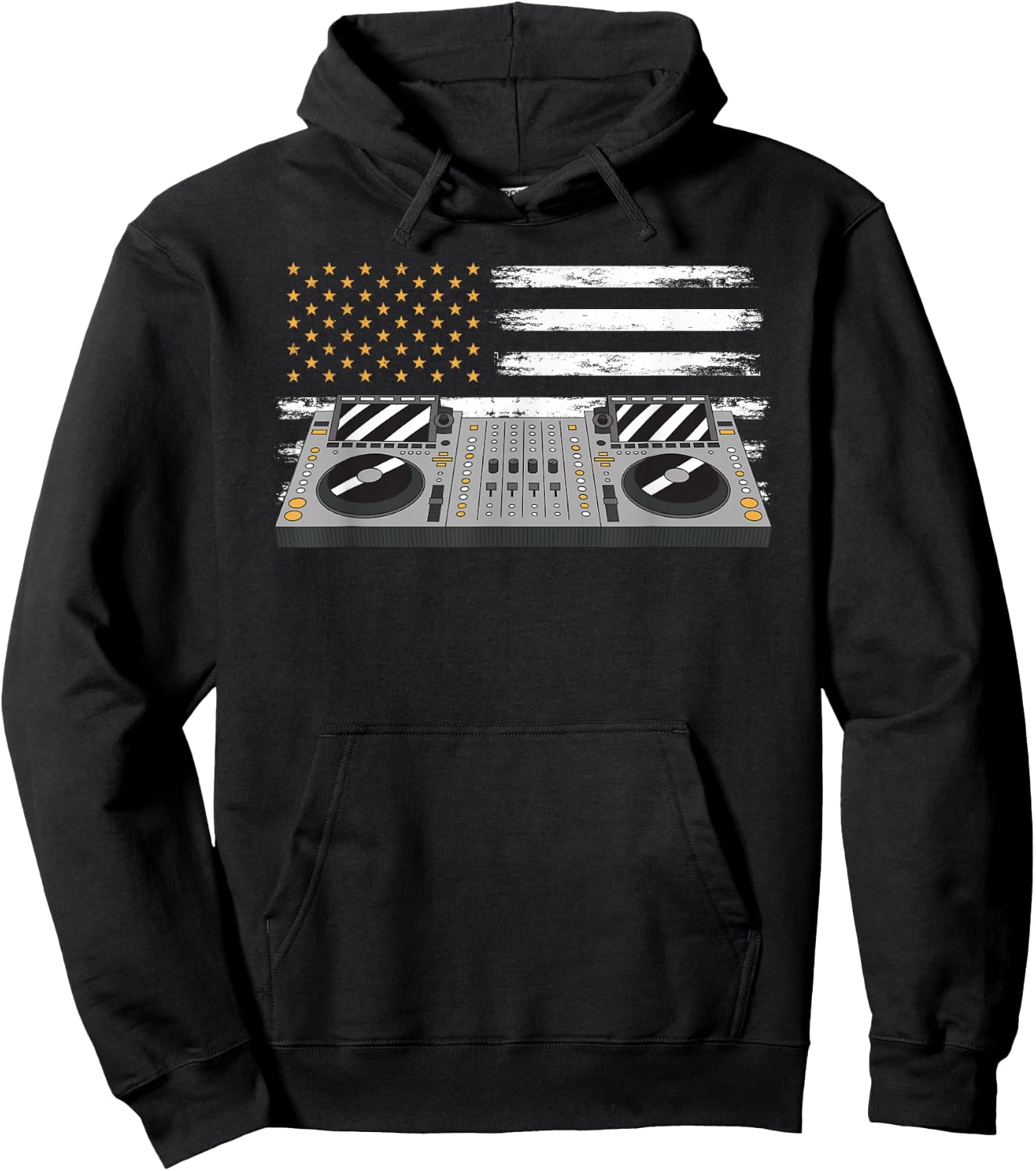 American Flag Sound Mixer 4th of July Patriotic DJ Hoodie - Hoodie | Black