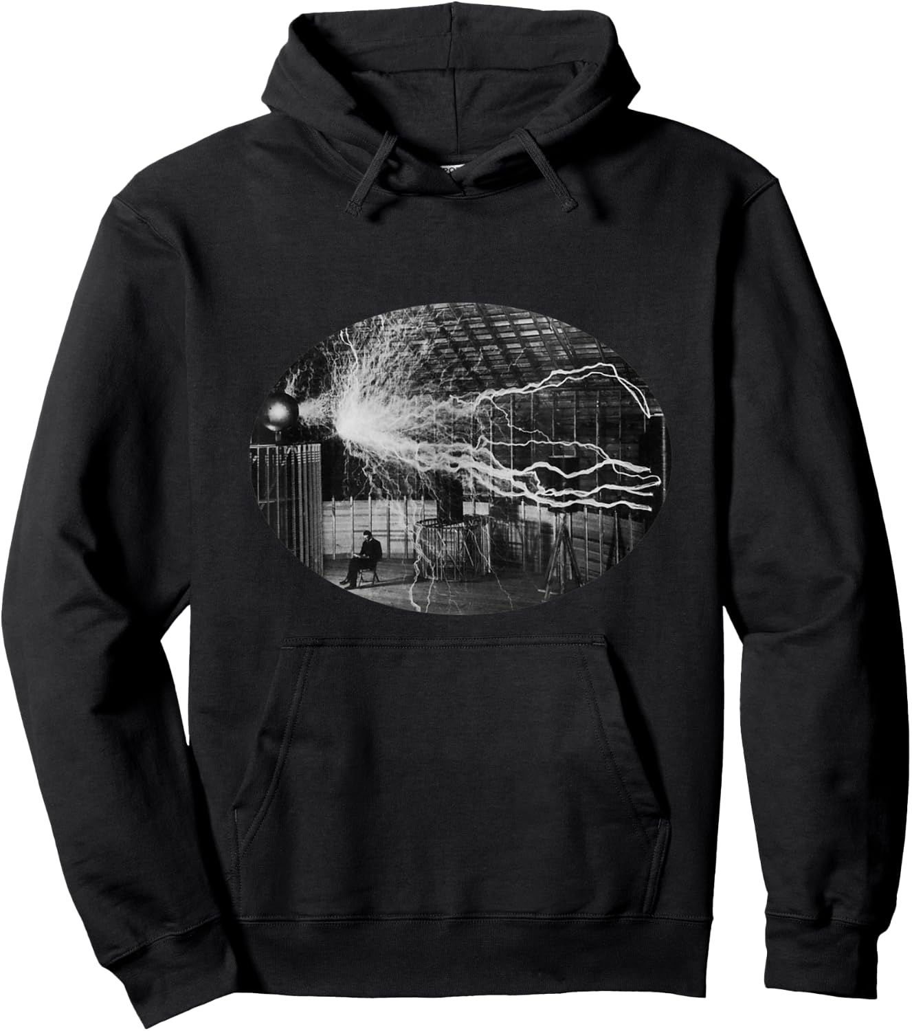 Nikola Tesla | Tesla with Tesla Coil Historical Shirt Hoodie - Hoodie | Black