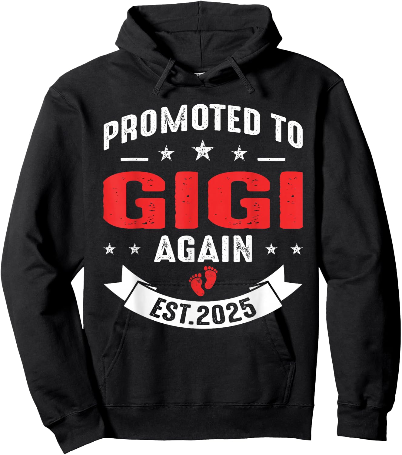 Promoted To Gigi Again 2025 Baby Announcement Sibling Hoodie - Hoodie | Black