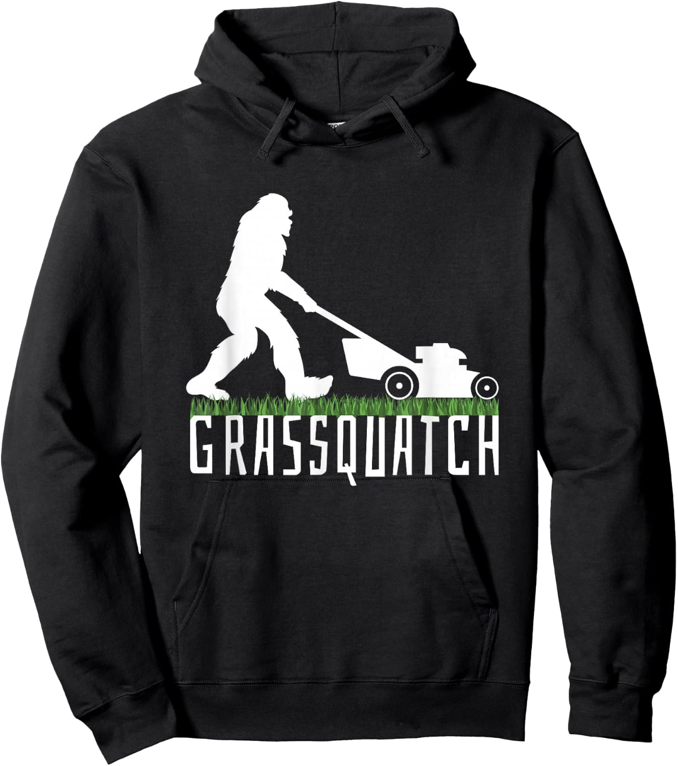 Funny Lawn Mowing Sasquatch Grassquatch Bigfoot Lawn Mower Hoodie - Hoodie | Black