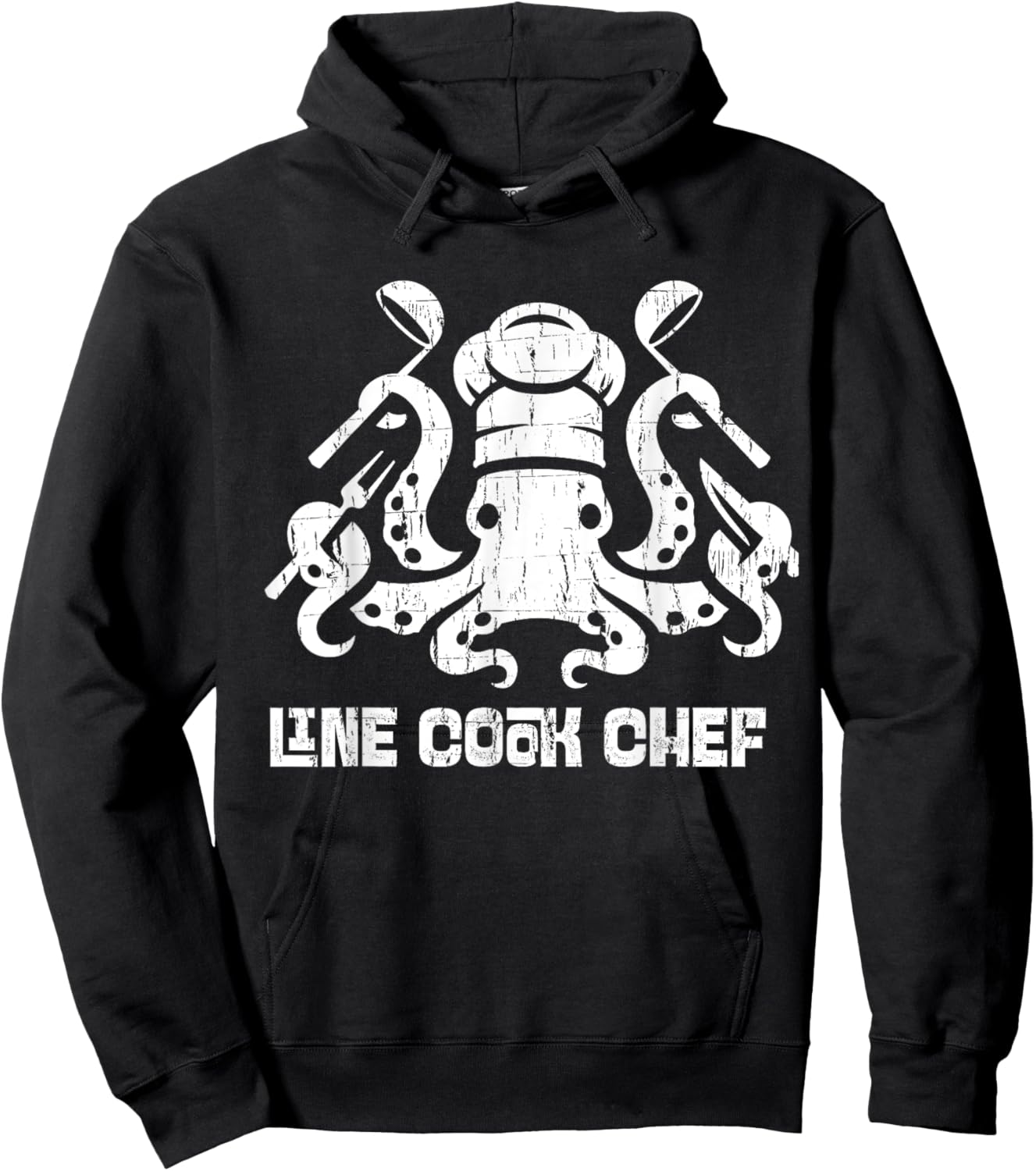 Line Cook Chef Shirt Culinary Pun Octopus Kitchen Funny Gift Hoodie - Hoodie | Black