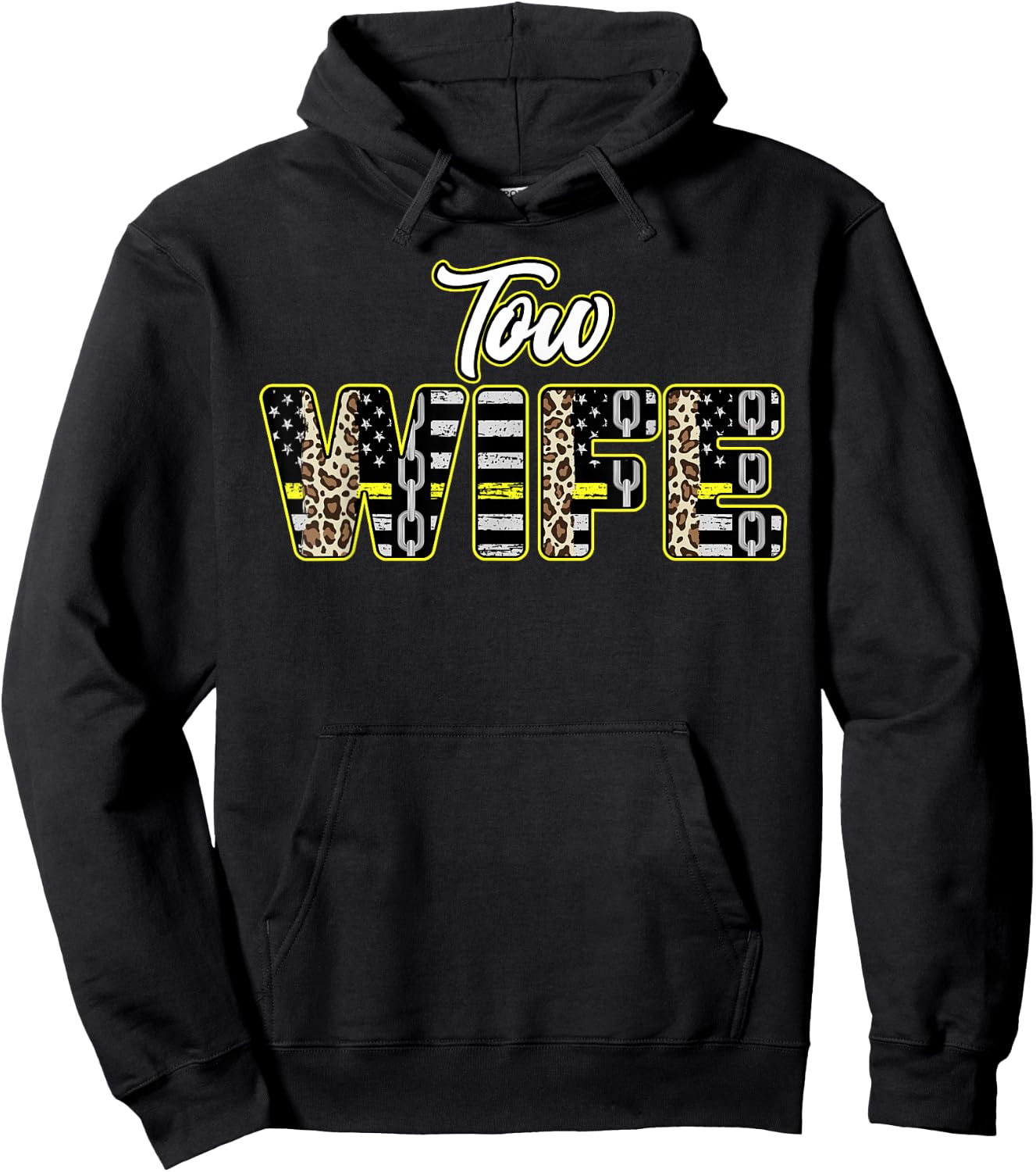 Tow Wife of A Tow Truck Driver Wife US Flag Tow Truck Wife Hoodie - Hoodie | Black