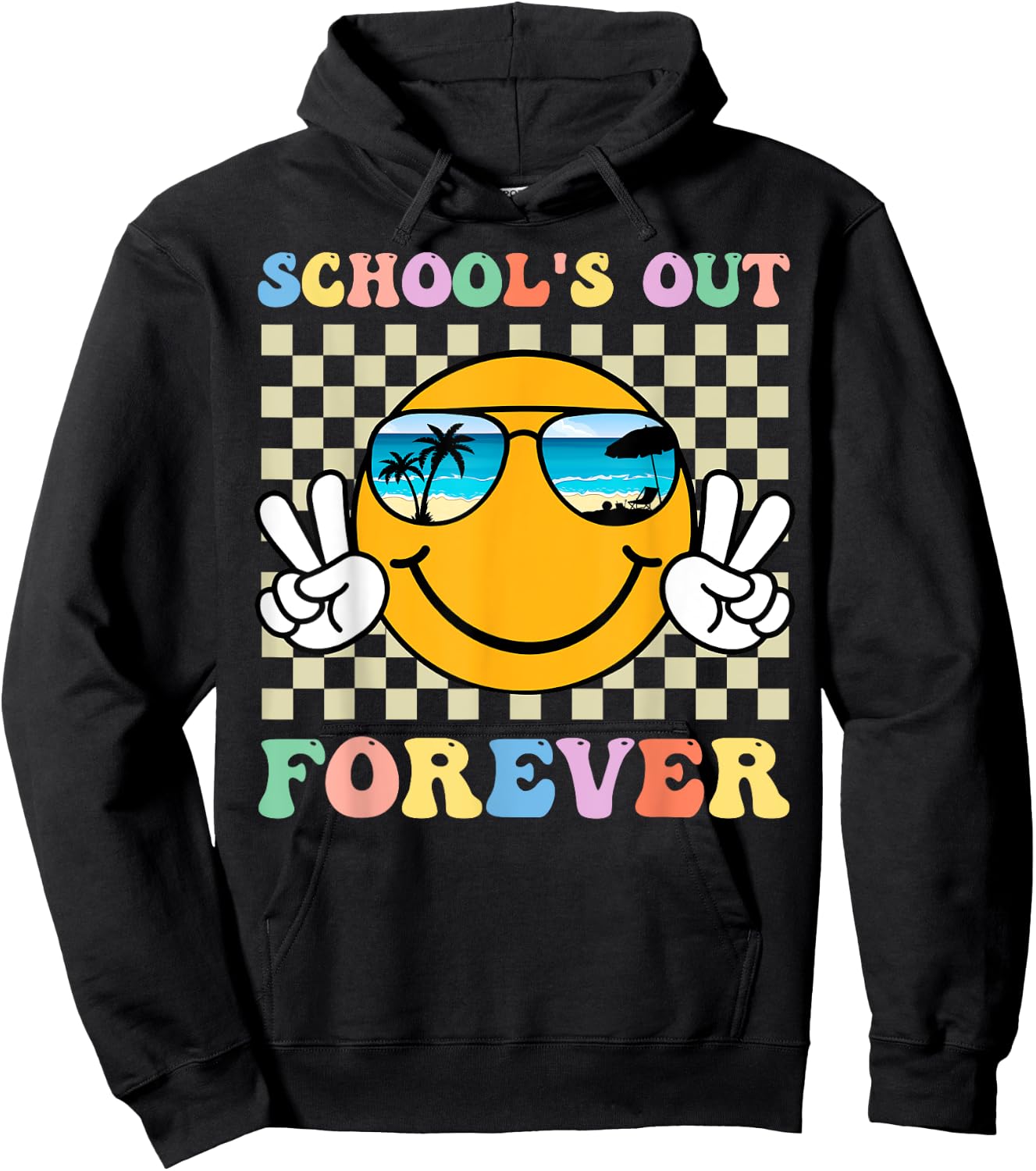 Retro Groovy School's Out Forever Retired Teacher Retirement Hoodie - Hoodie | Black