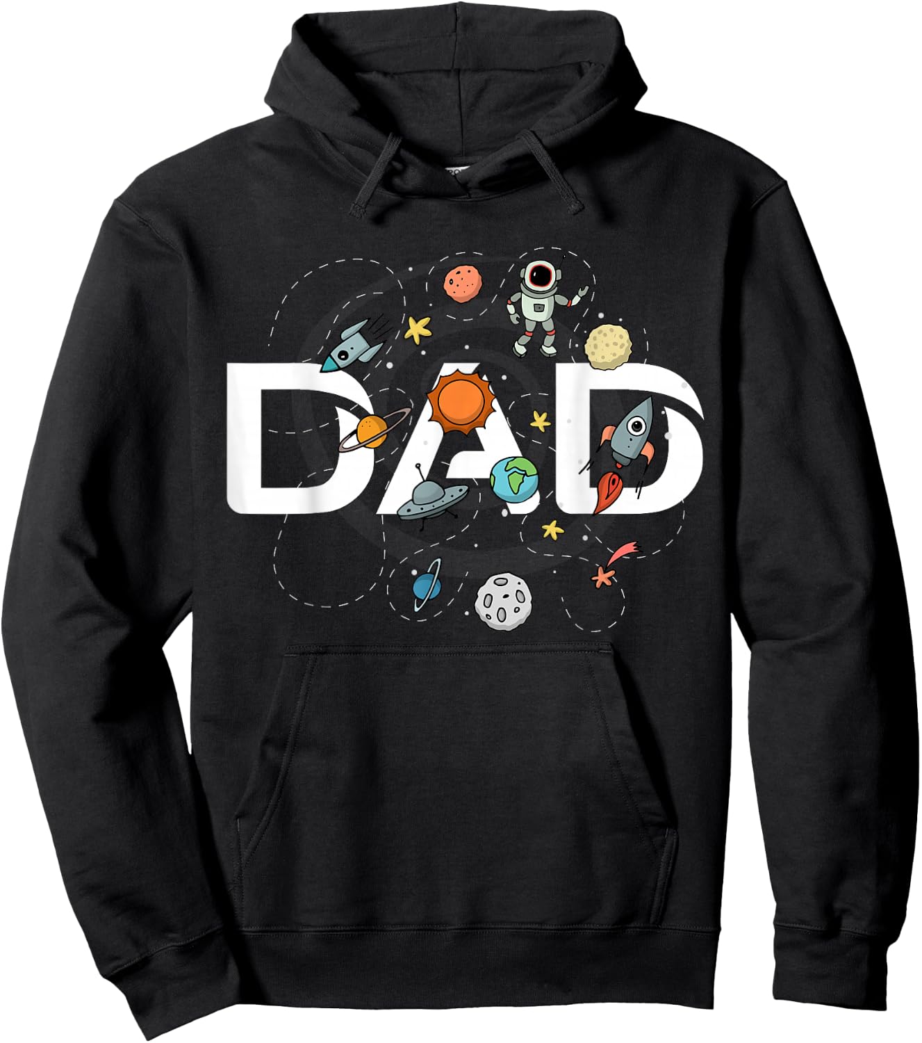 Dad Outer Space Birthday Party Grandson Nephew Universe Pop Hoodie - Hoodie | Black