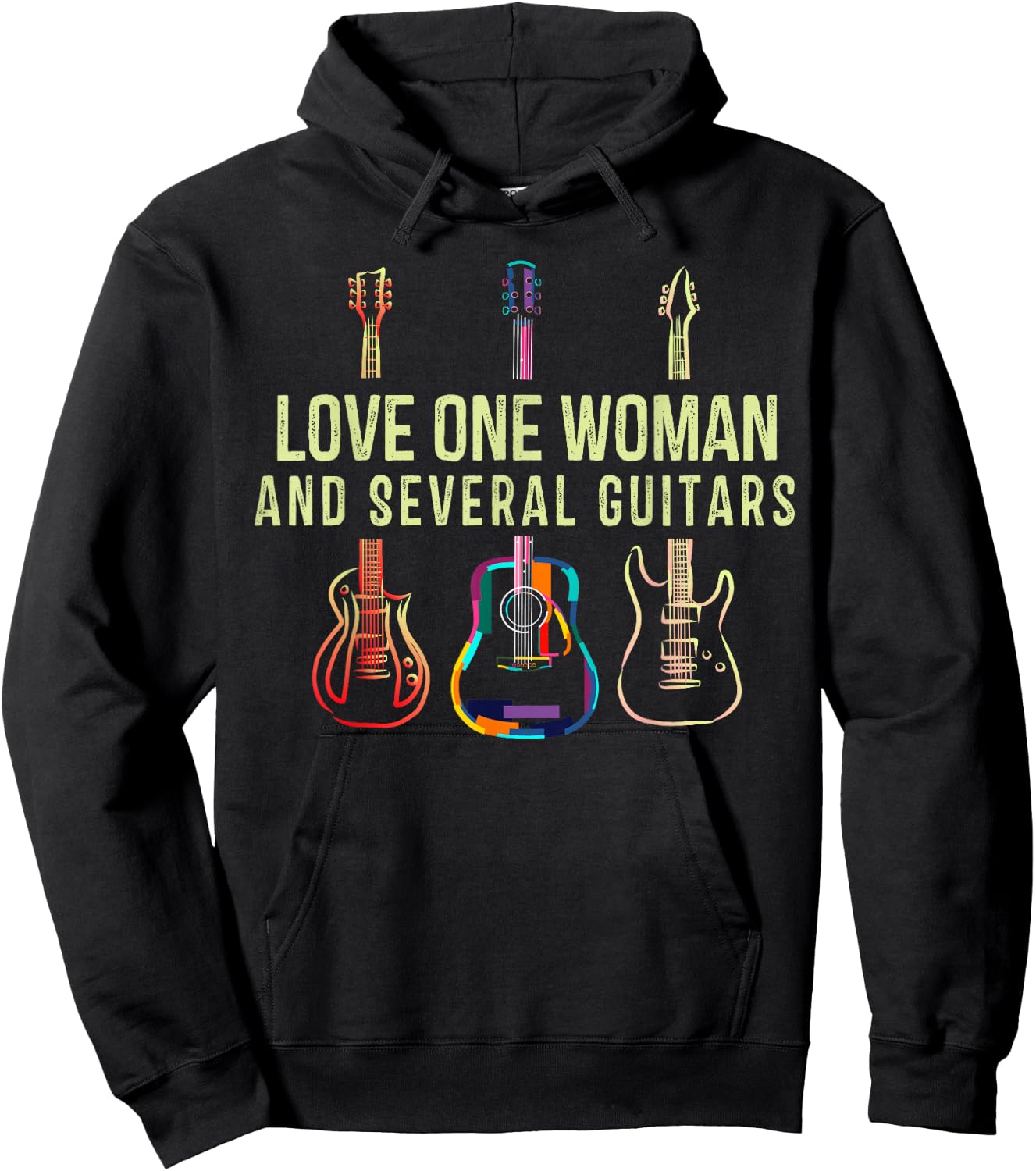 Love One Woman and Several Guitars Player Gifts Guitarist Hoodie - Hoodie | Black