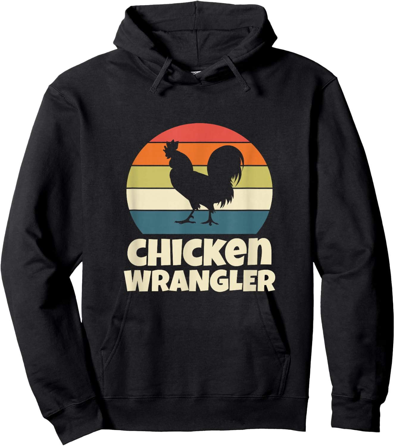 Chicken Wrangler Farmer Rooster Farming Retro Vintage Hoodie - Hoodie | Black