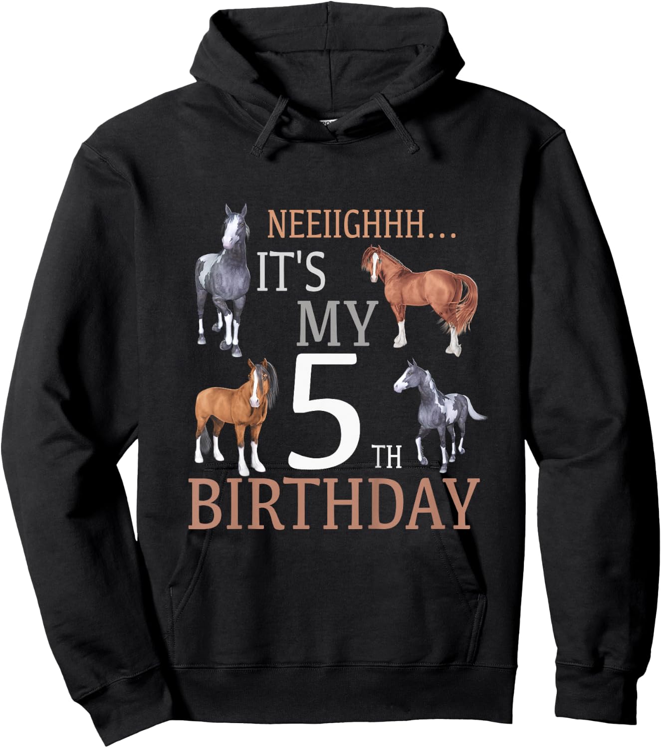 Its My 5th Birthday Shirt Horse Lover 5 Year Old Birthday Hoodie - Hoodie | Black