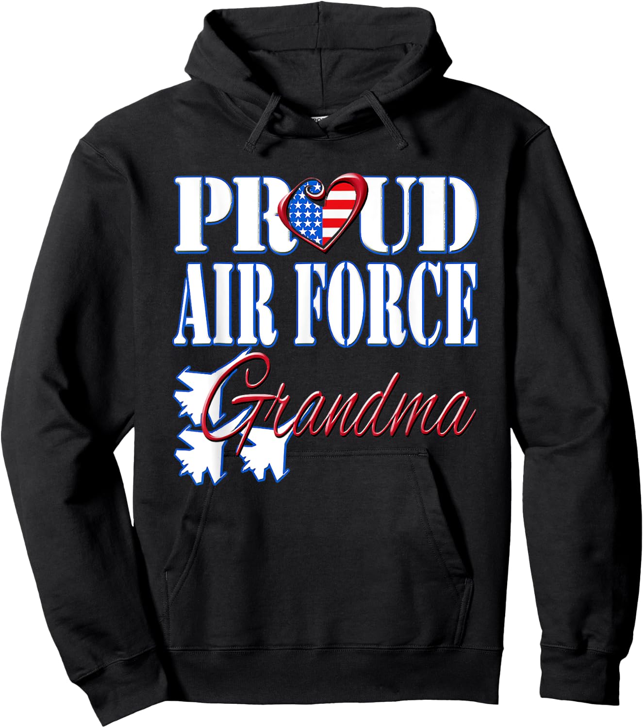 Proud Air Force Grandma Shirt US Heart Military Women. Hoodie - Hoodie | Black