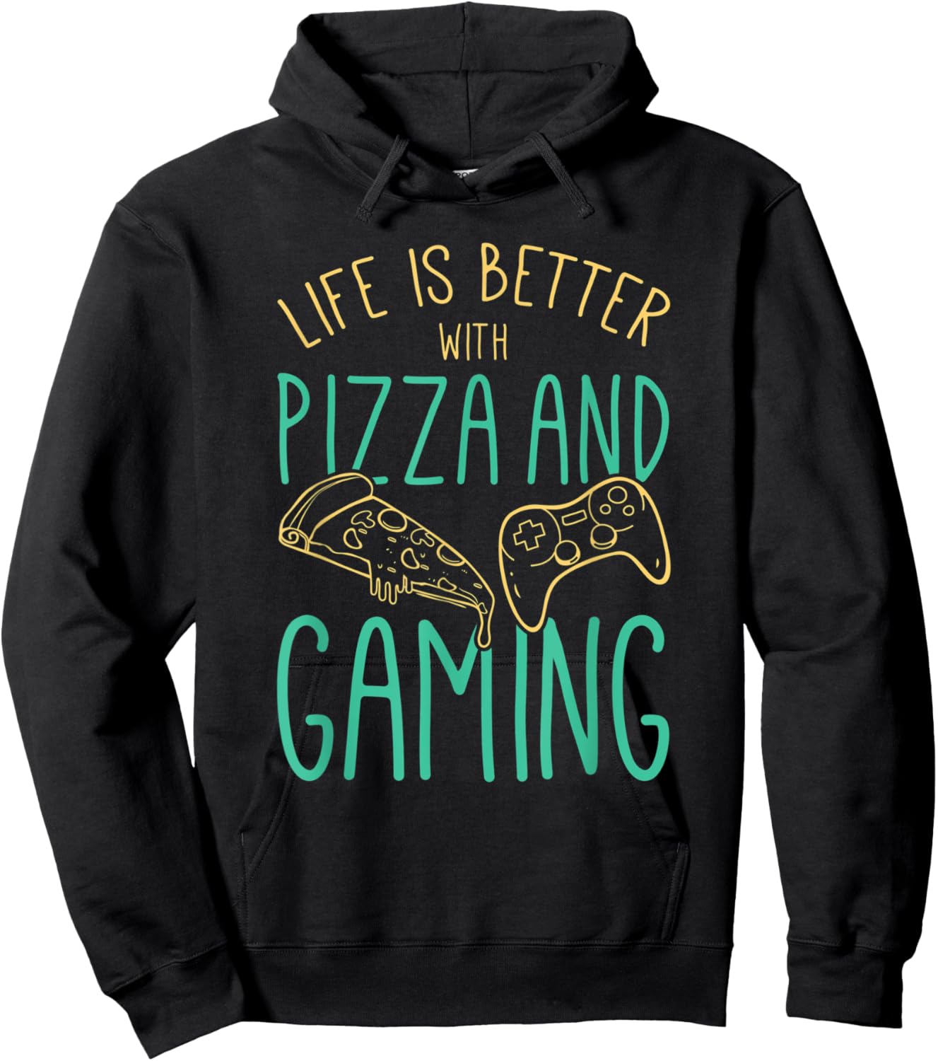 Video Gaming Design for a Gamer Cool Pizza Hoodie - Hoodie | Black