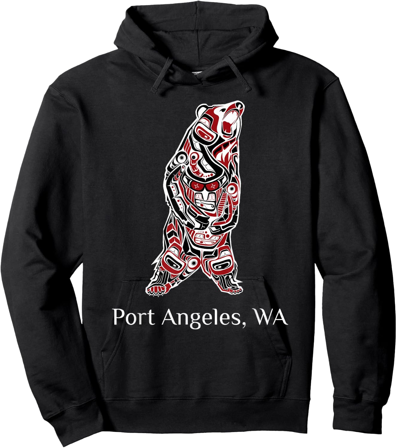 Port Angeles WA Native American Indian Brown Grizzly Bear Hoodie - Hoodie | Black