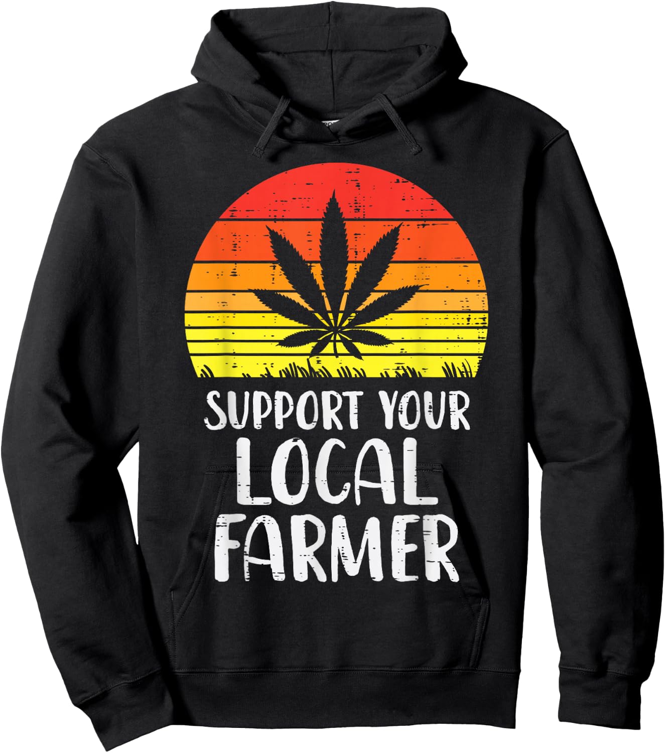 Local Support Farmer Weed Cannabis Retro 420 THC Stoner Gift Hoodie - Hoodie | Black