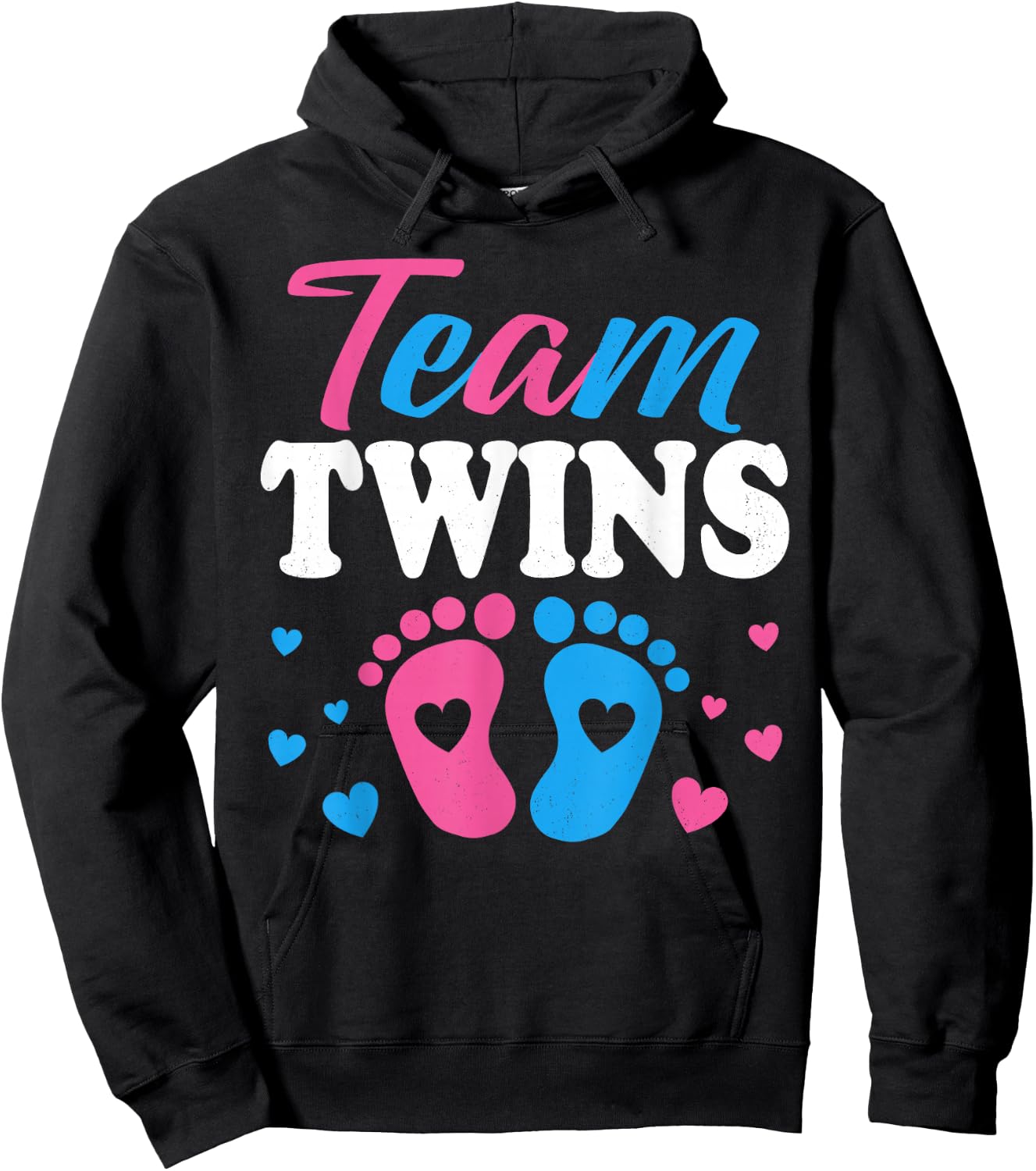 Team Twins Gender Reveal Twin Mom and Dad Boy Girl Hoodie - Hoodie | Black