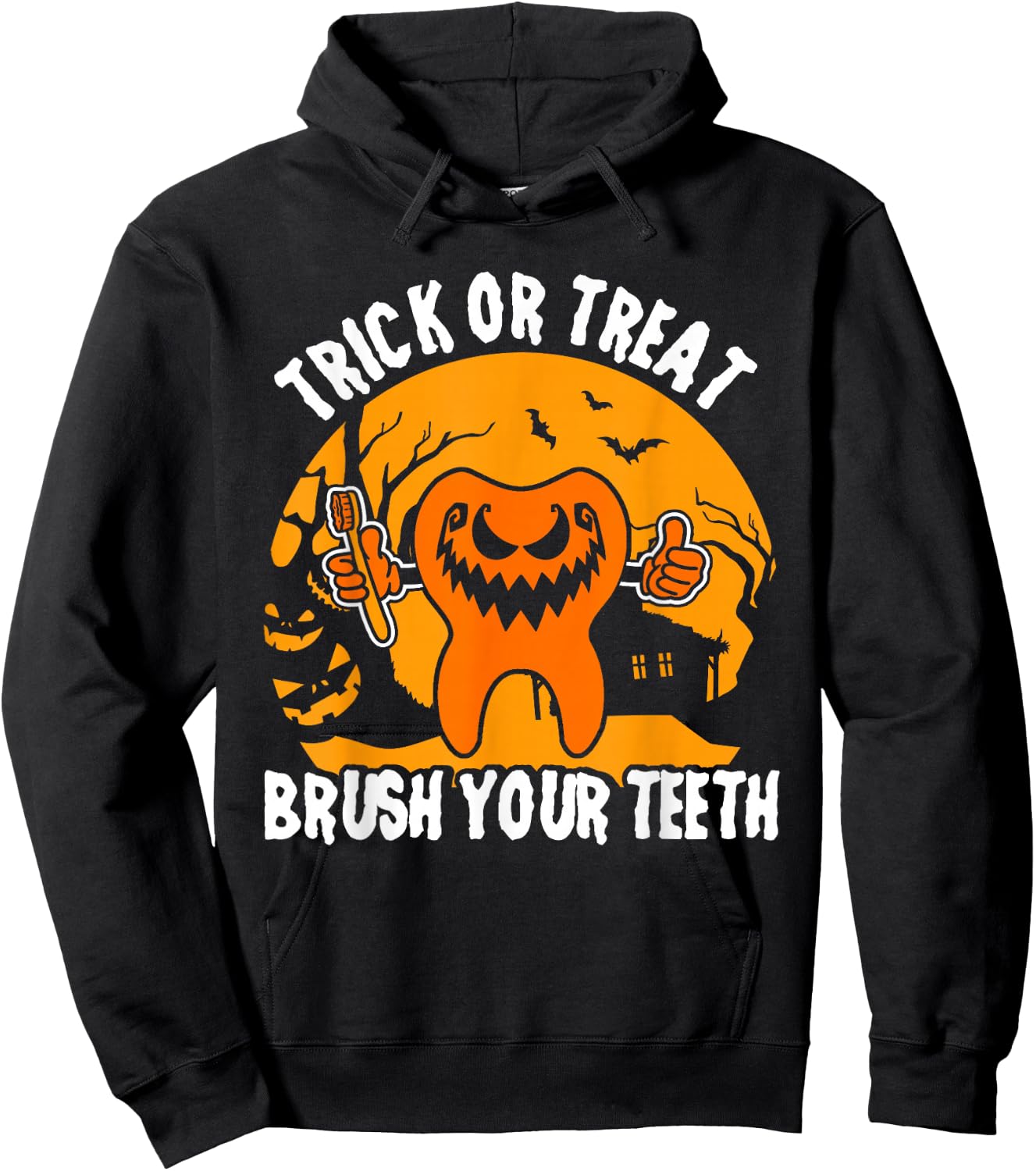 Trick Or Treat Brush Your Teeth Dentist Halloween Costume Hoodie - Hoodie | Black