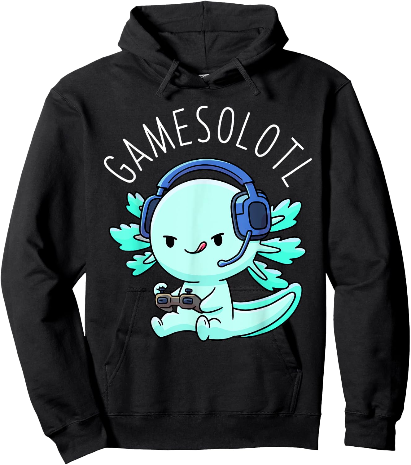 Otaku Lifestyle Threads Shirt Co. Gamesolotl Axolotl Gamer Anime Gifts Kawaii Boys Girls , Black Hoodie - Hoodie | Black