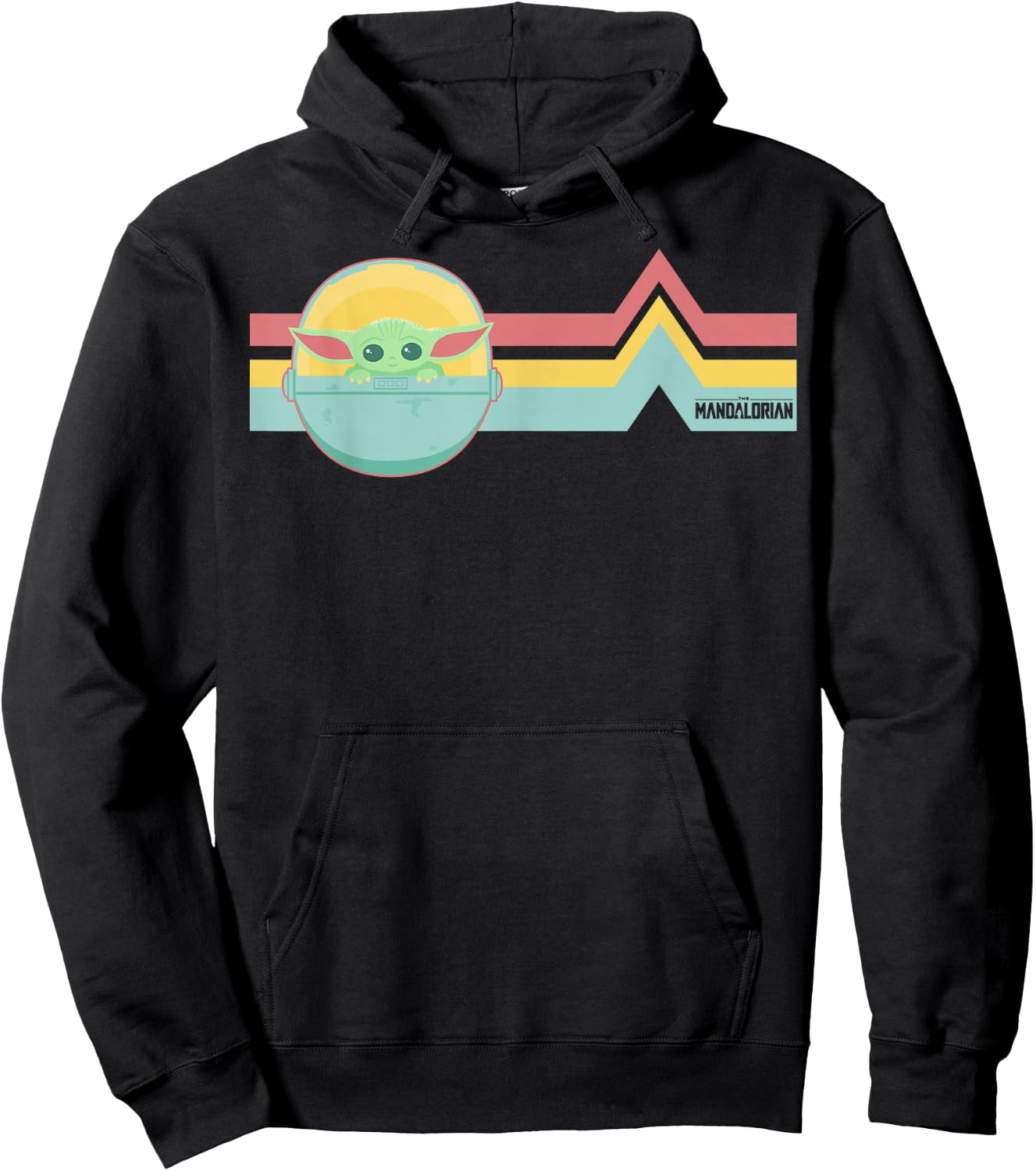 Star Wars The Mandalorian The Child Rainbow Chest Lines Hoodie - Hoodie | Black