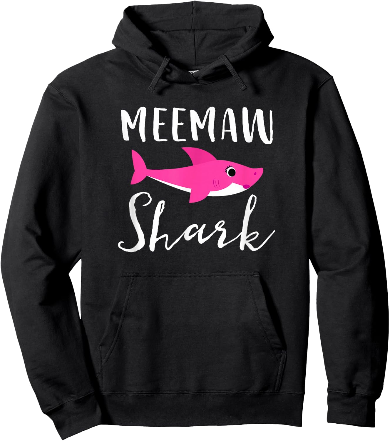 Meemaw Shark Grandma Grandmother Pink Shark Graphic Hoodie - Hoodie | Black