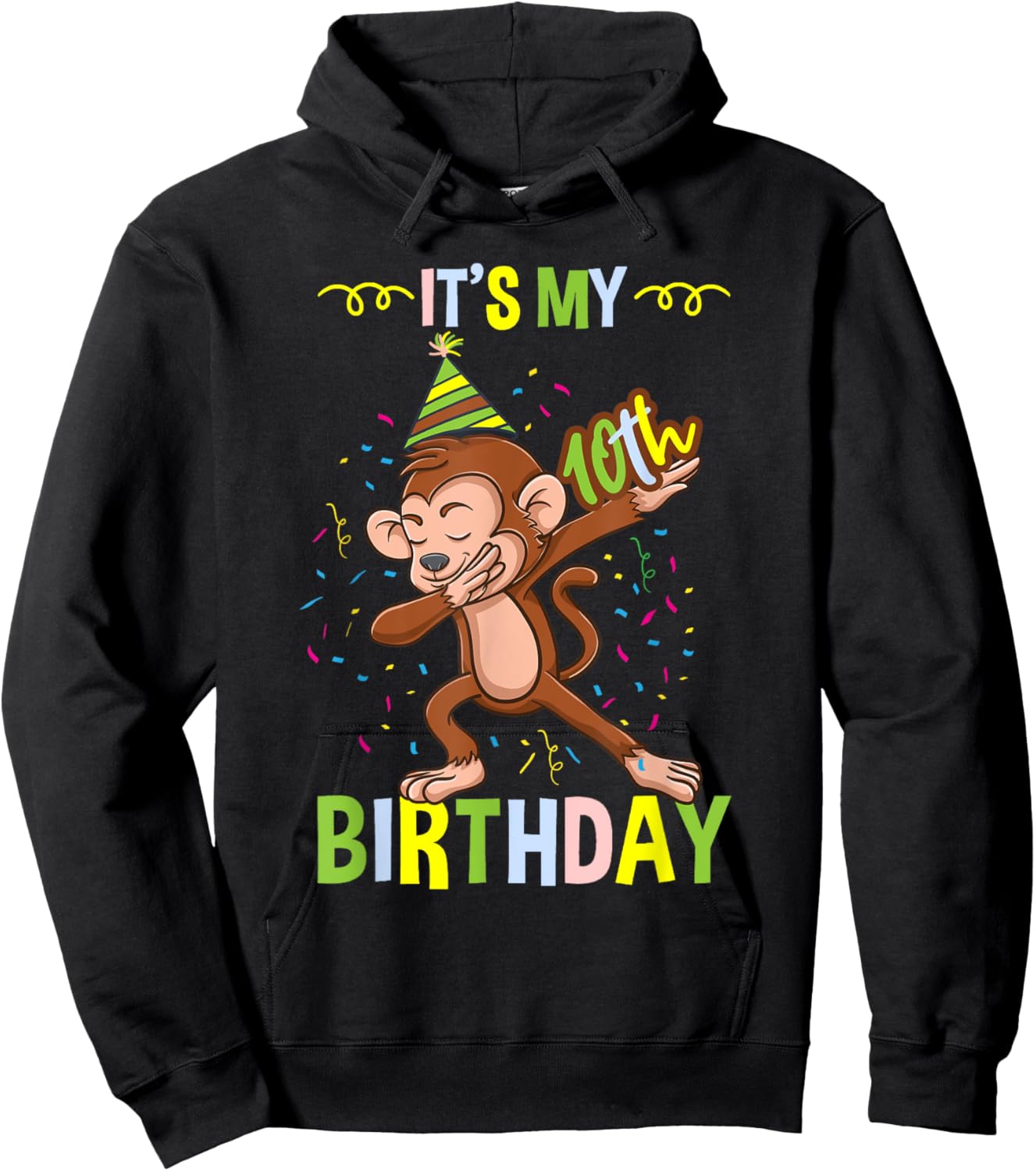 Its My 10th Birthday Monkey Hoodie - Hoodie | Black