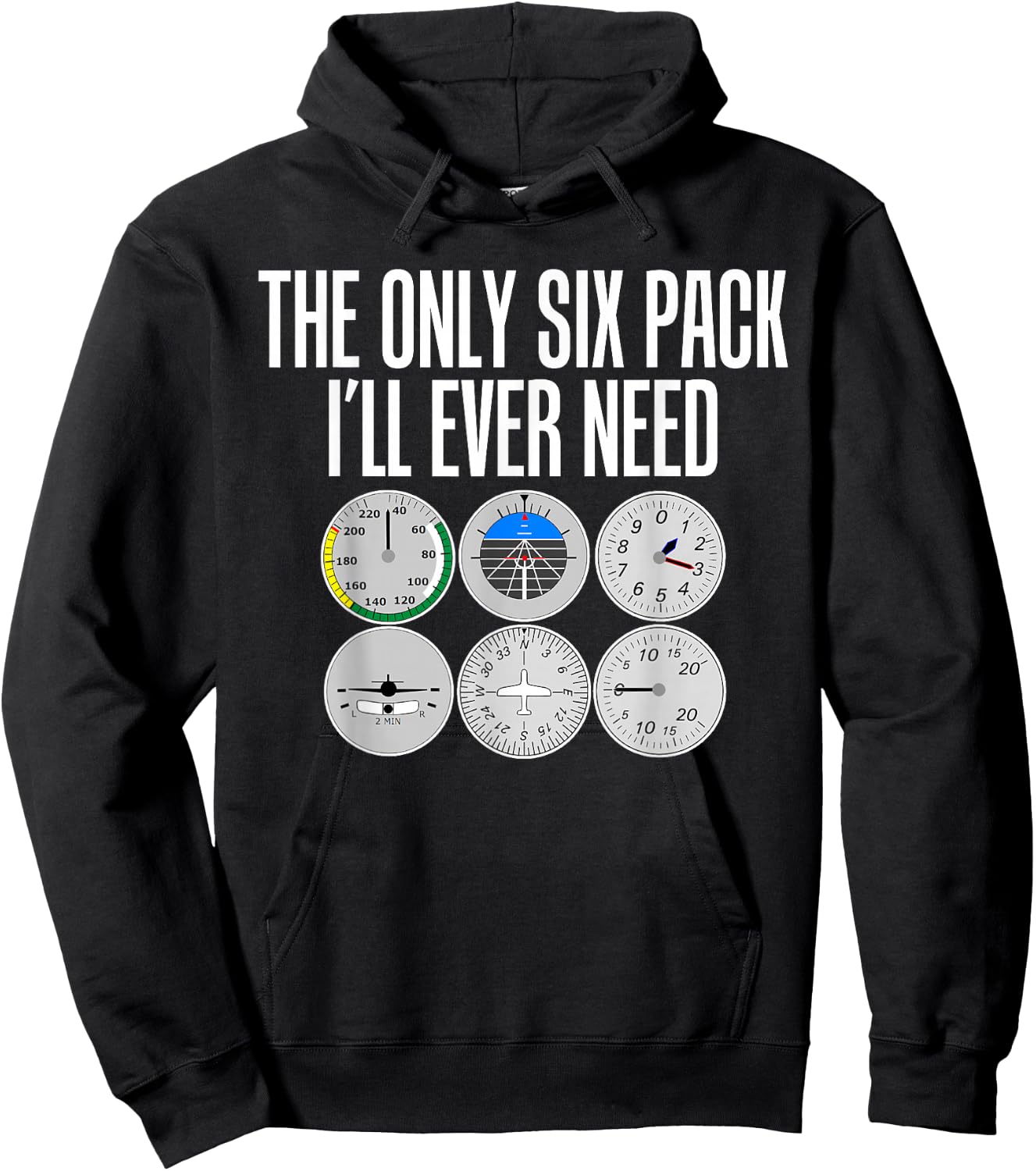 Only Six Pack Funny Pilot T Shirt - Airplane Flight Hoodie - Hoodie | Black