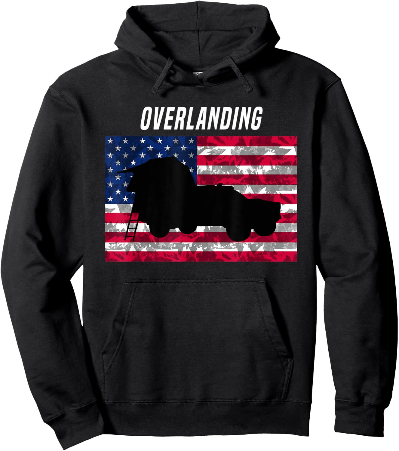Overlanding American Flag t shirt Women Kids Men Hoodie - Hoodie | Black