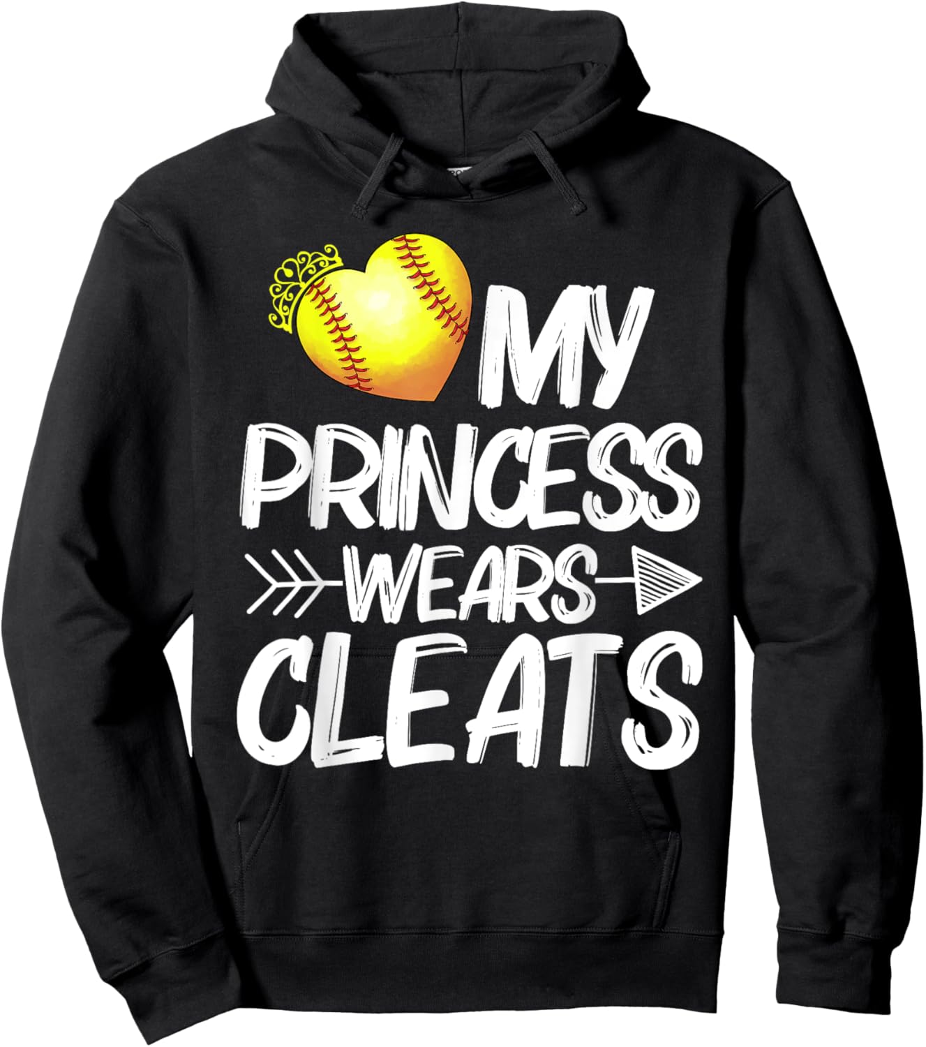 Funny My Princess Wears Cleats Gift Softball Moms Dads Hoodie - Hoodie | Black