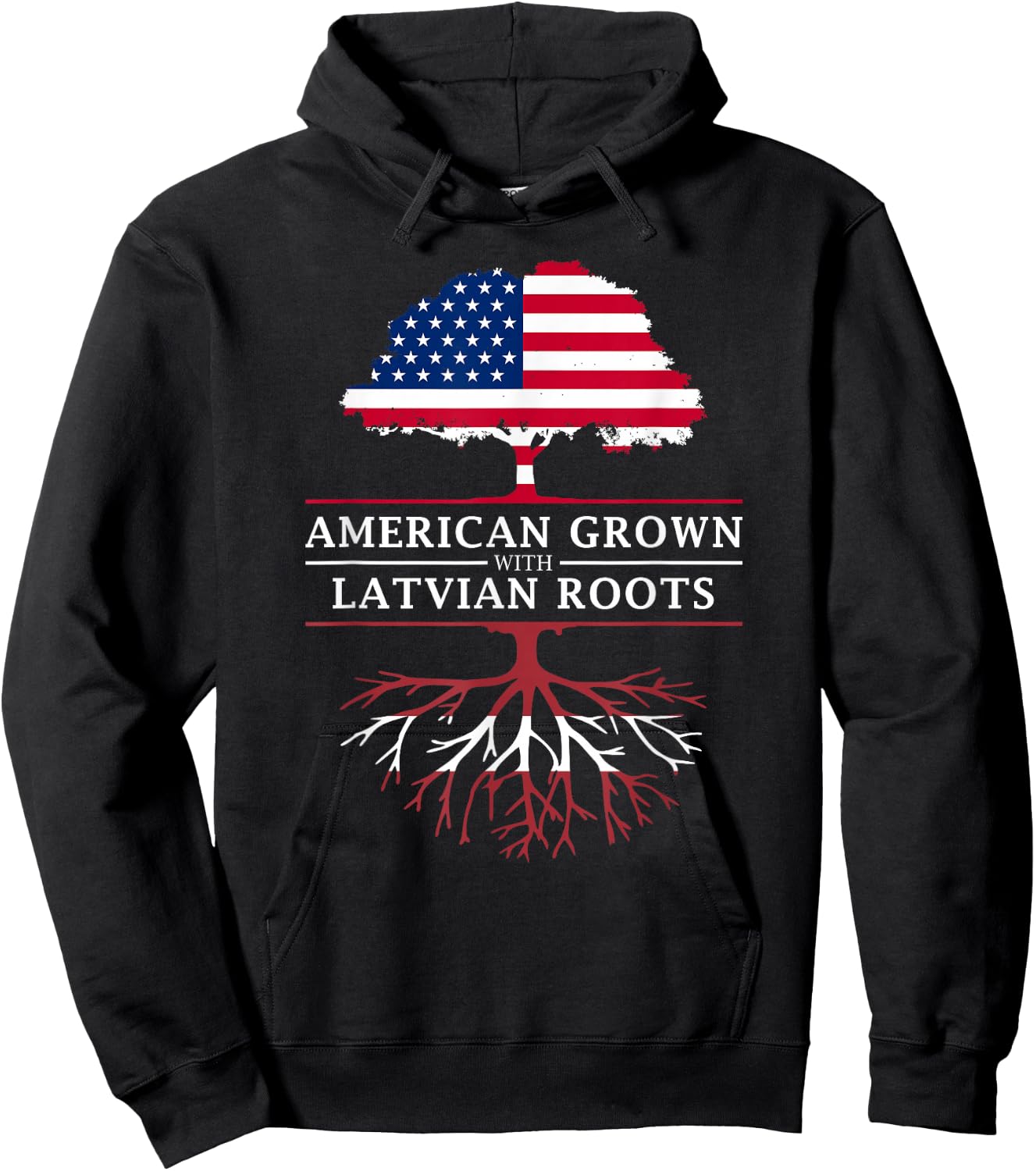 American Grown with Latvian Roots - Latvia Hoodie - Hoodie | Black