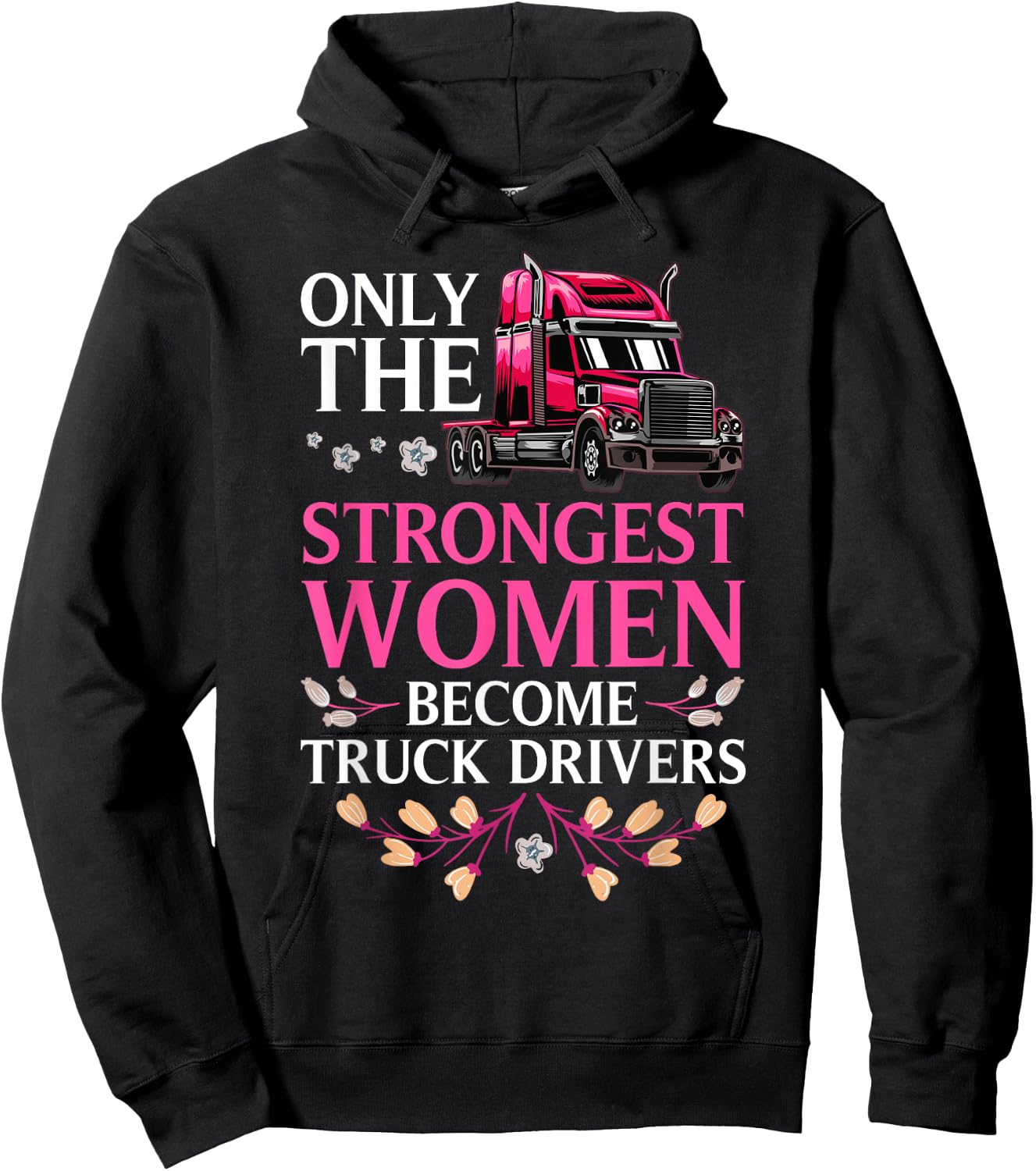 Funny Truck Driver Girls Lorry Cab Female Driving Hoodie - Hoodie | Black
