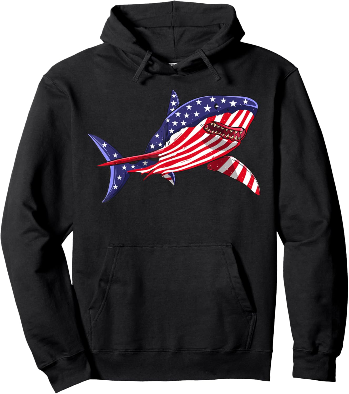 Shark American Flag | Jawsome 4th Of July Kids Boys Hoodie - Hoodie | Black