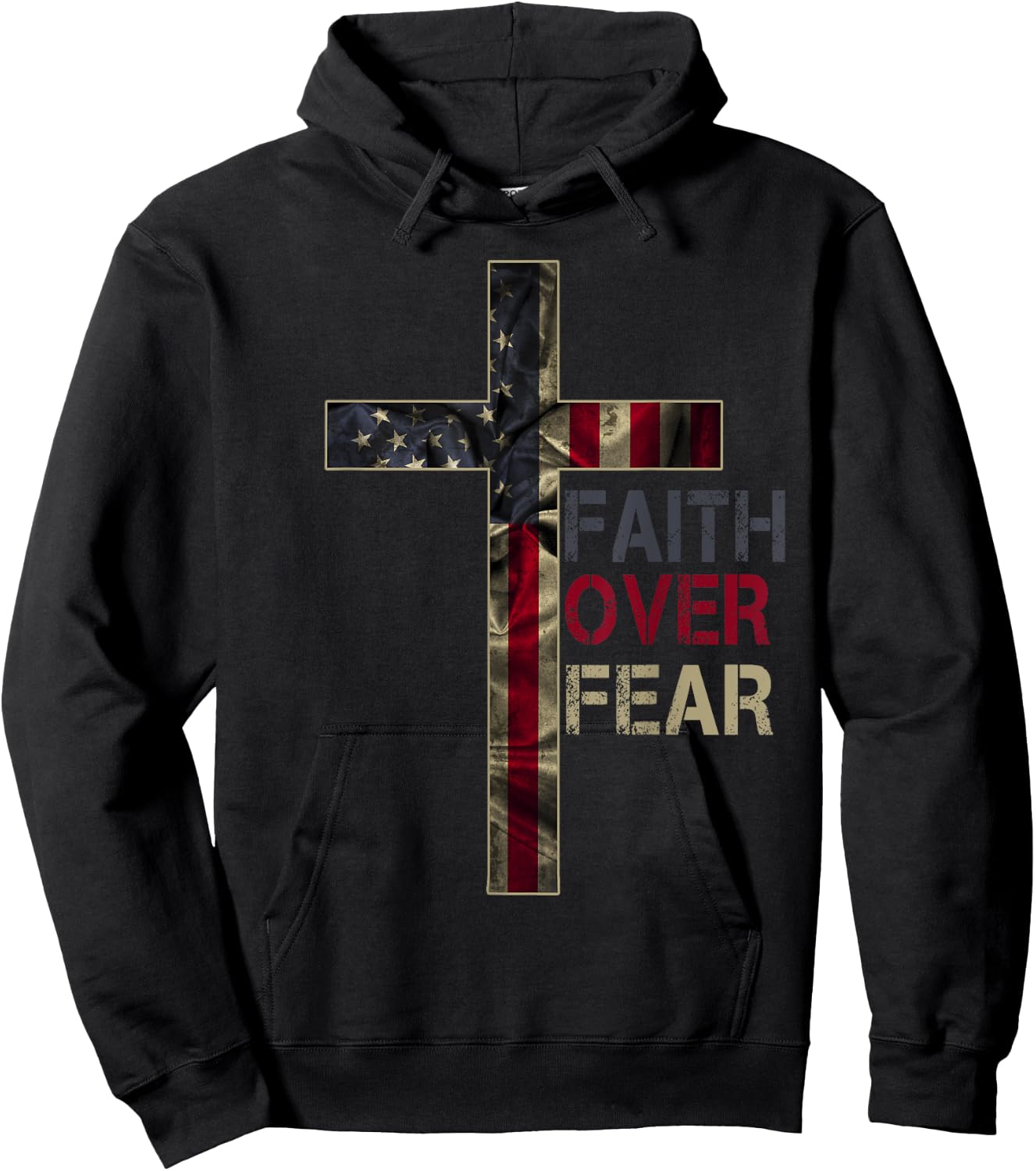 American Patriotic Christians God Faith Faith Over Fear Hoodie - Hoodie | Black