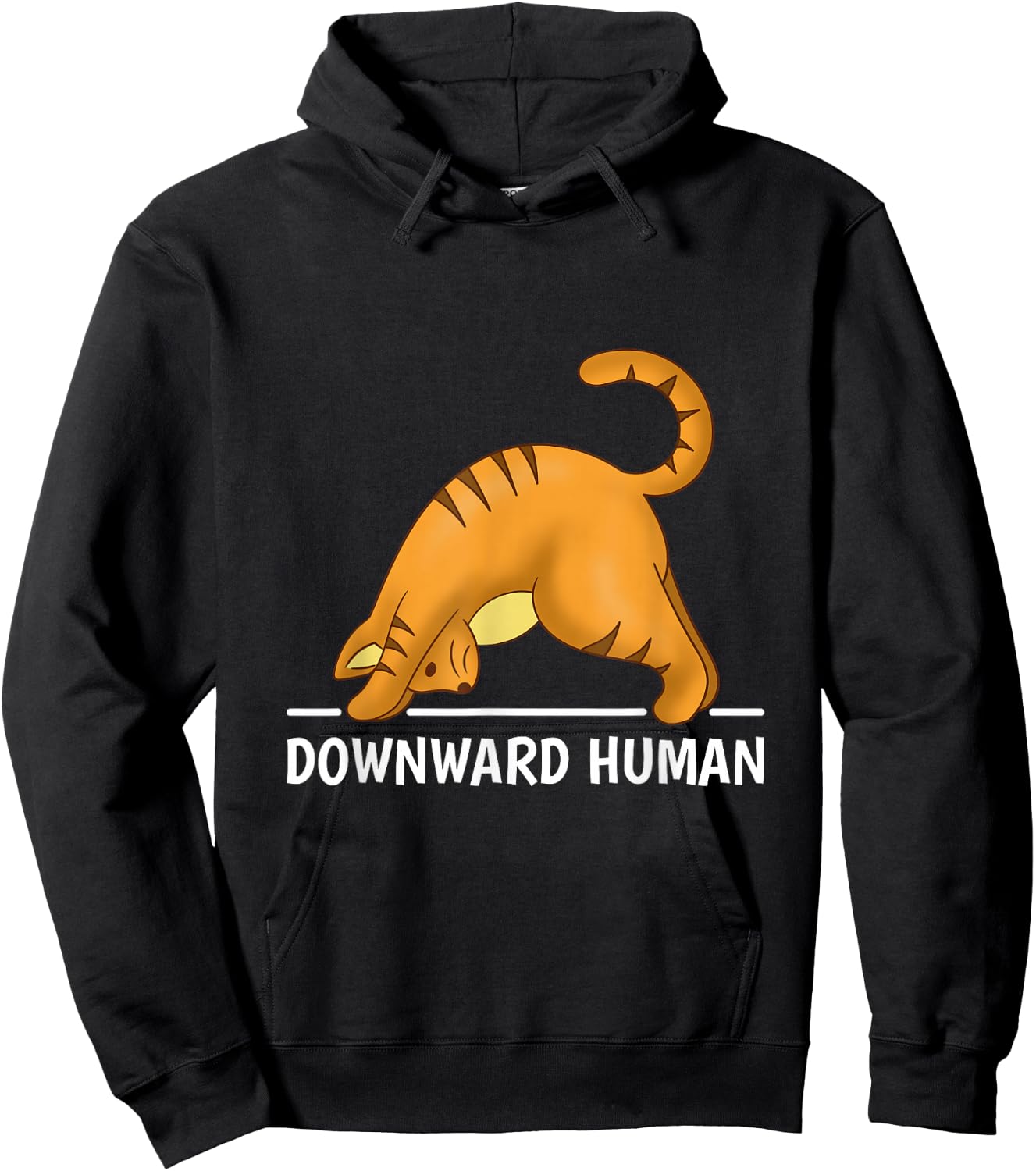 Downward Human Cat Hoodie - Hoodie | Black
