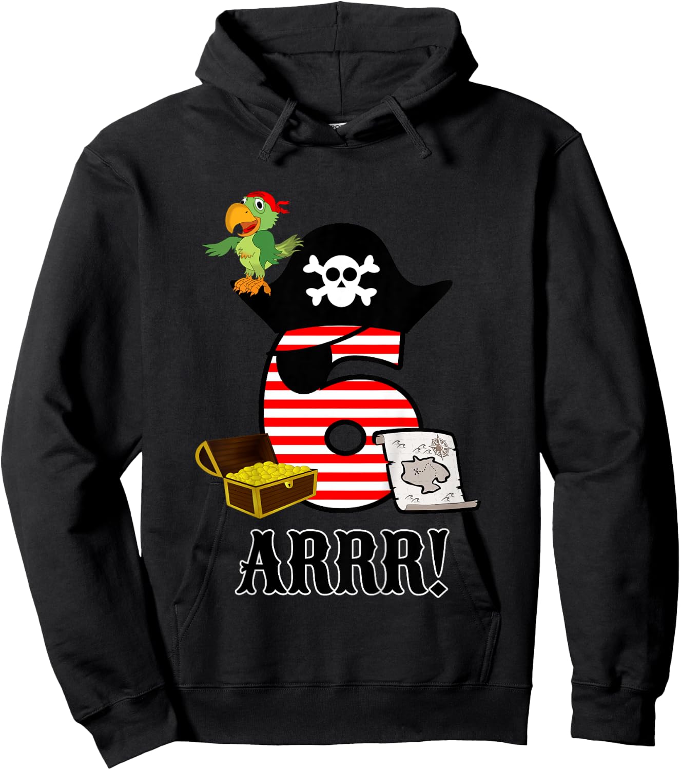 6 Year Old Pirate Birthday Party Theme Boy Girl Shirt Hoodie - Hoodie | Black