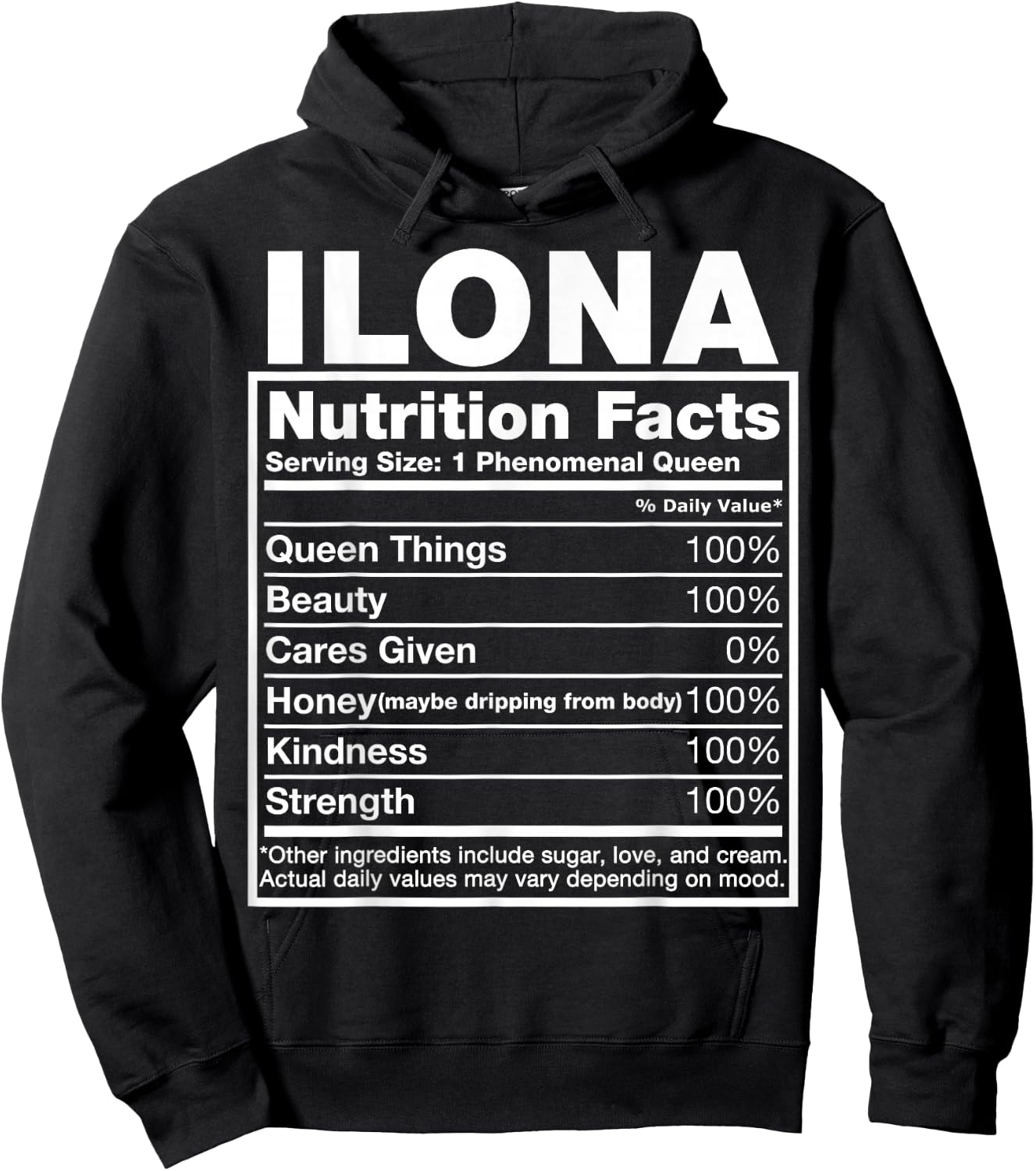 Ilona Nutrition Facts Ilona Name Birthday Shirt Hoodie - Hoodie | Black