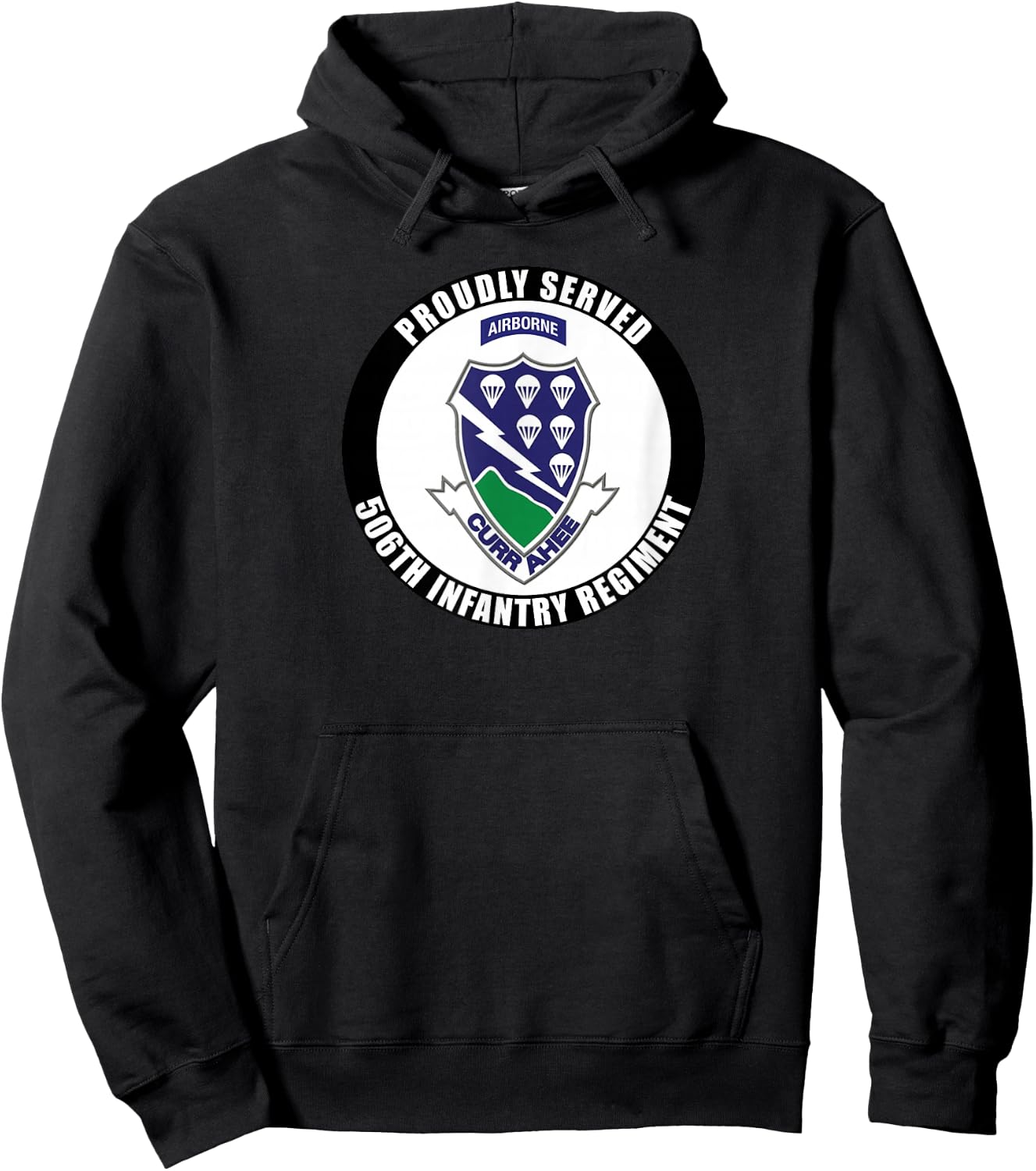 Proudly Served 506th Infantry Regiment Airborne Army Veteran Hoodie - Hoodie | Black