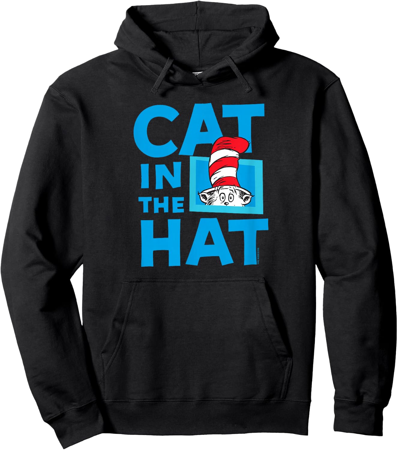 Dr. Seuss Cat in The Hat Logo Officially Licensed Hoodie - Hoodie | Black