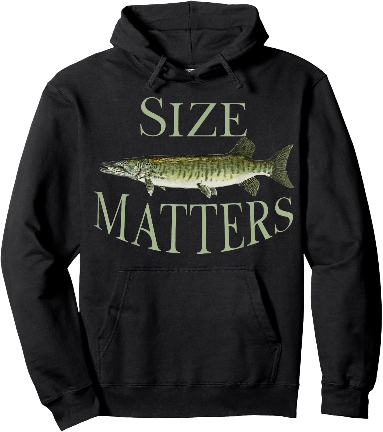 Musky Fishing Size Matters Funny Fisherman Humorous Pun Gear Hoodie - Hoodie | Black