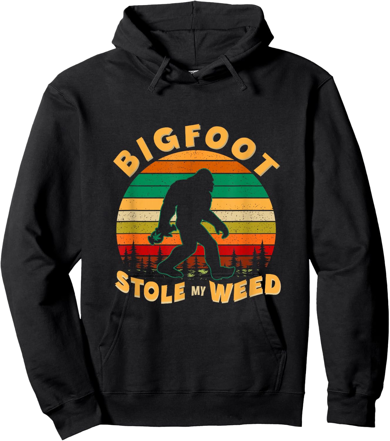 Vintage Bigfoot Stole My Weed Funny 420 Marijuana Men Hoodie - Hoodie | Black