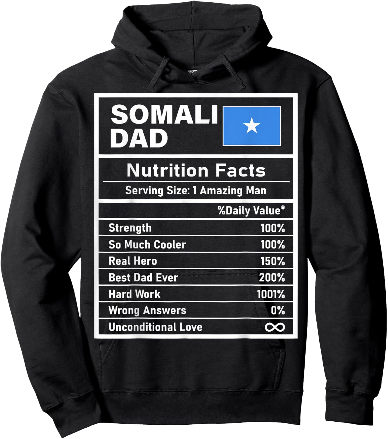 Somali Dad Nutrition Facts Father's Day National Heritage Hoodie - Hoodie | Black