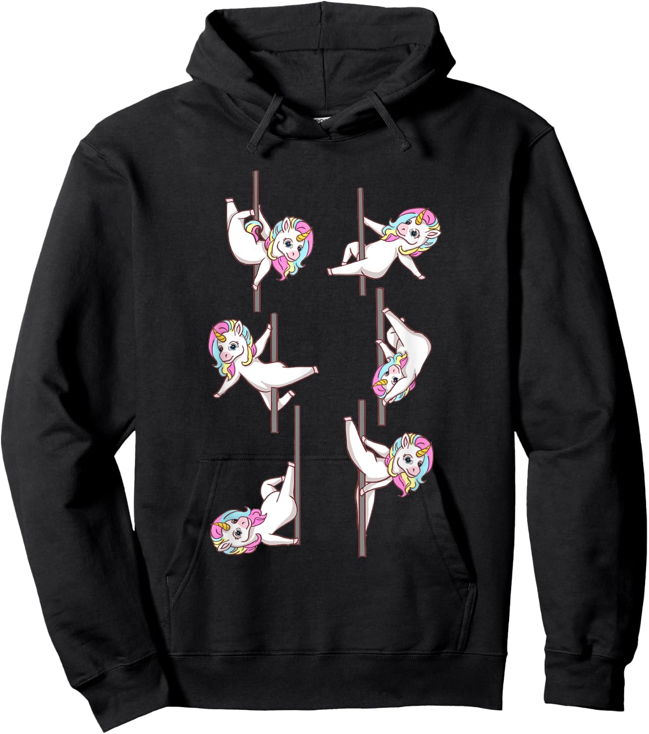 Cute Unicorns Pole Dancing Funny Pole Dance Lover Hoodie - Hoodie | Black