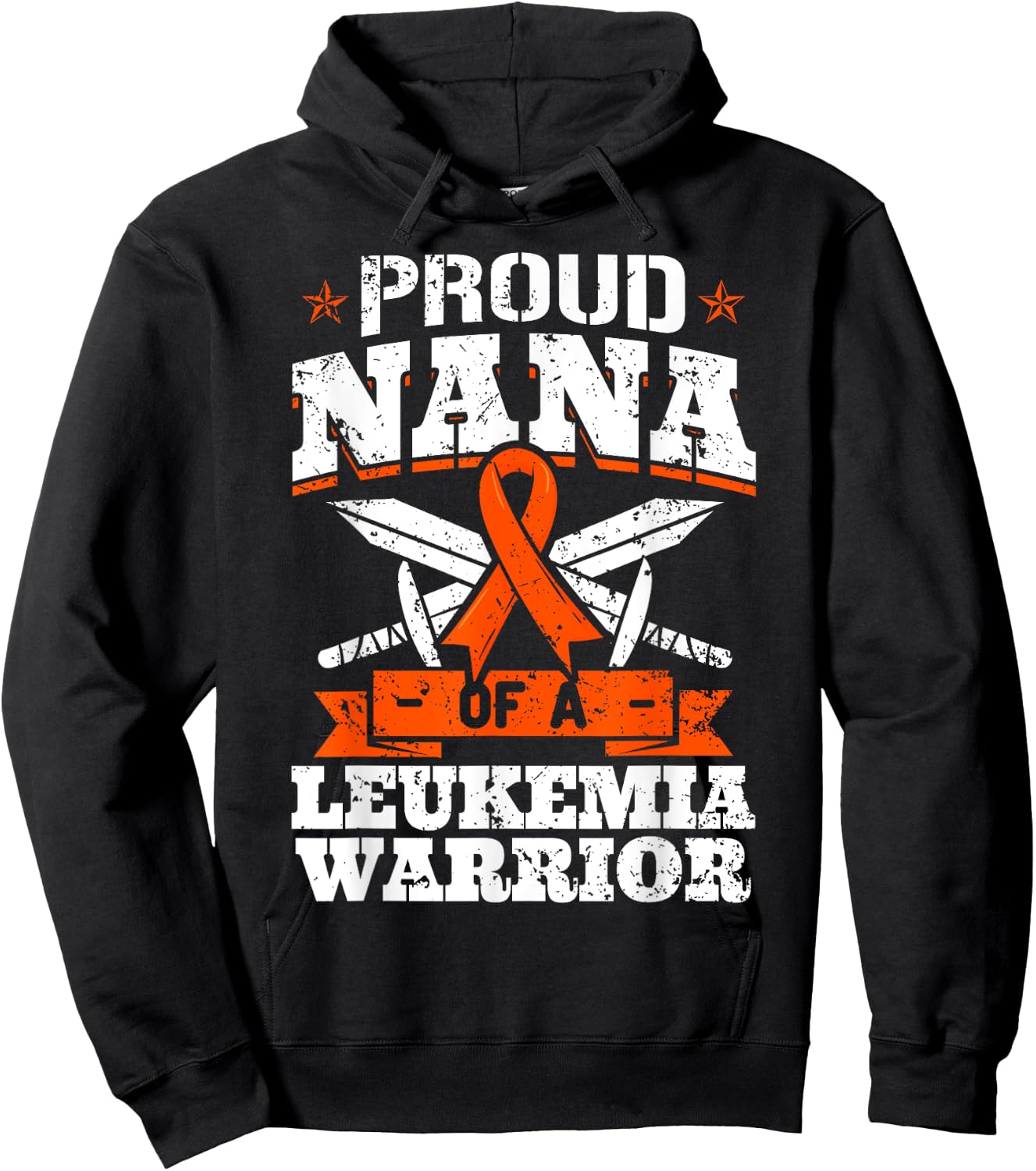 Proud Nana Of A Leukemia Warrior Grandma Awareness Ribbon Hoodie - Hoodie | Black