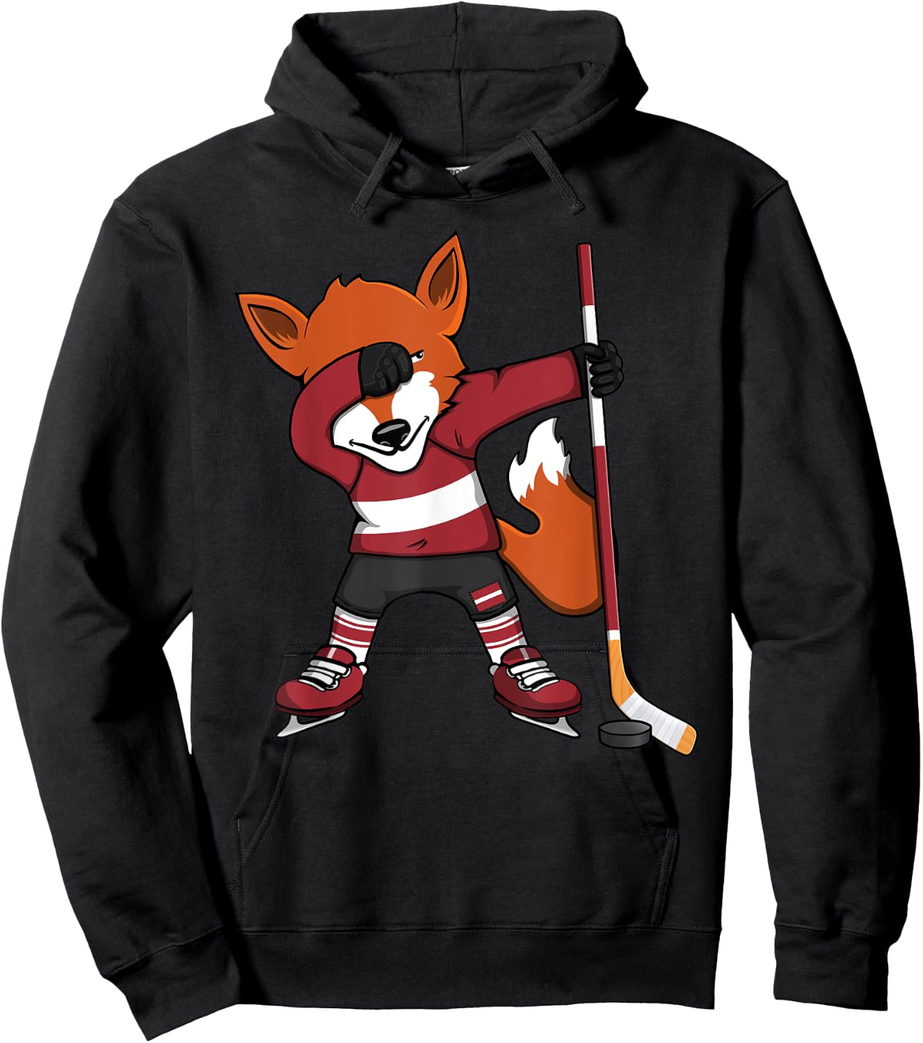 Dabbing Fox Latvia Ice Hockey Fans Jersey Dab Winter Sports Hoodie - Hoodie | Black